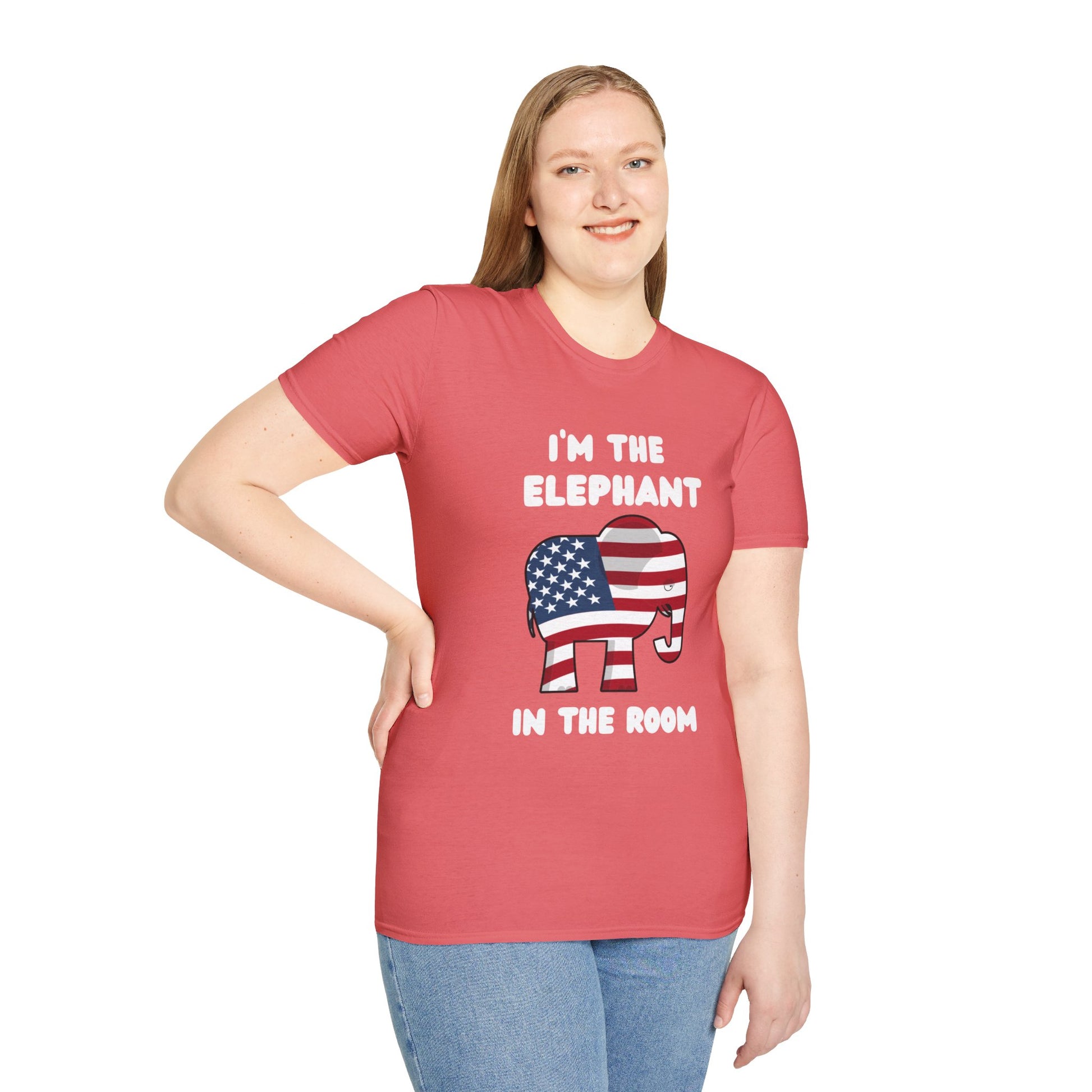 Elephant in Room Cartoon Women's Relaxed/Plus Tshirt (White Logo) - Sweet Baby Jeez Teez