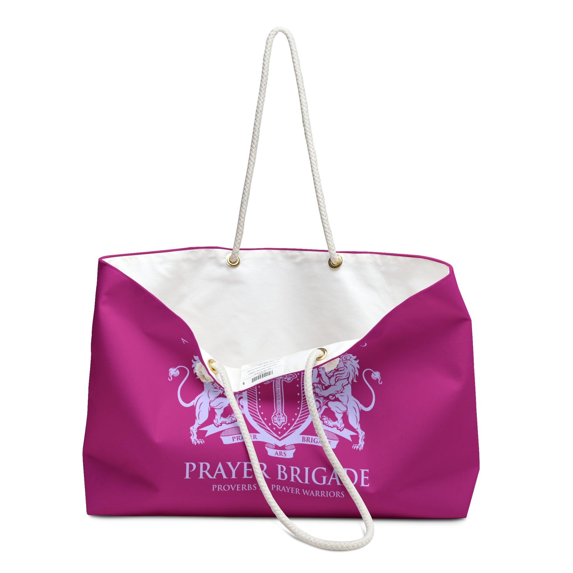 ARS Prayer Brigade Weekender Bag (Hot Pink with Lilac Logo) - Sweet Baby Jeez Teez