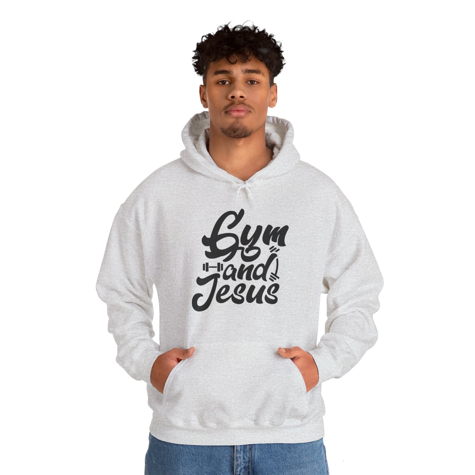 Gym and Jesus Men's Hoodie (Black Logo) - Sweet Baby Jeez Teez