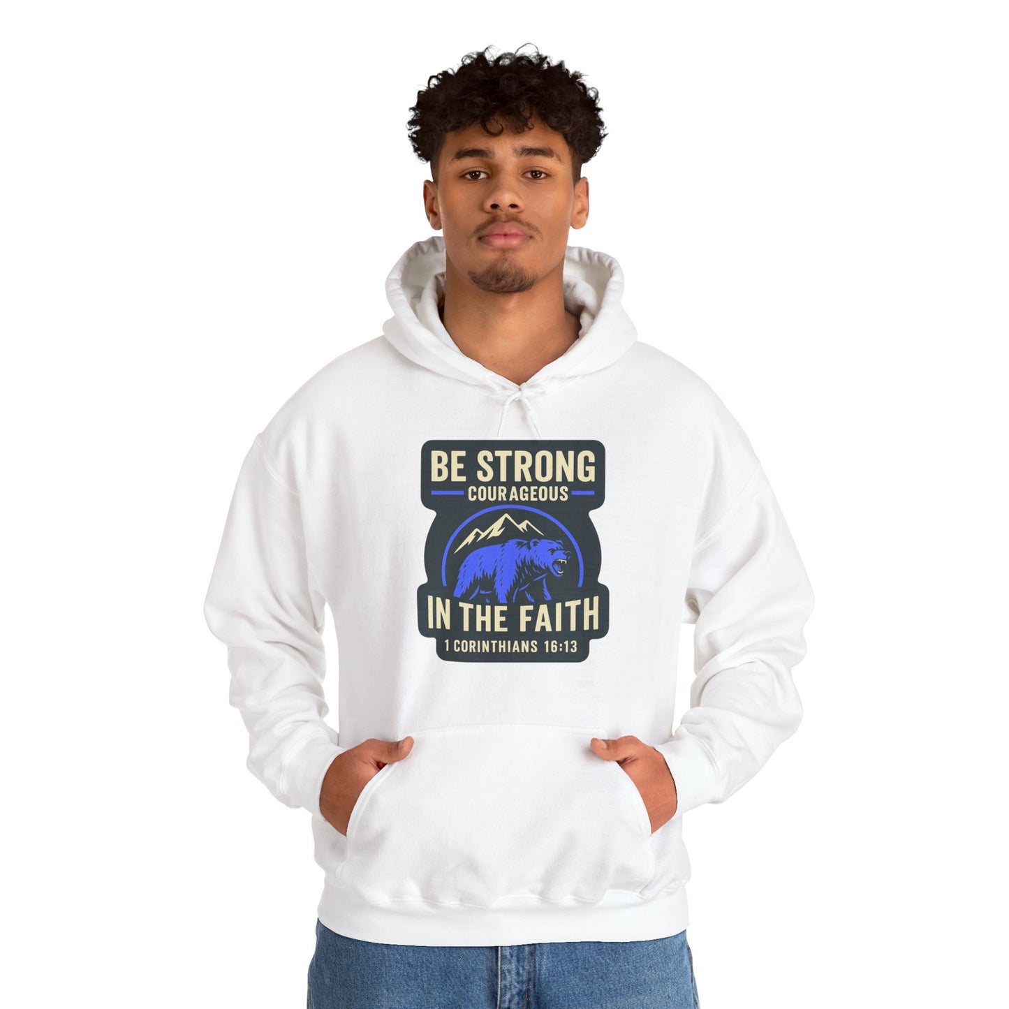 "Be Strong and Courageous" Bear Bible Verse Sweatshirt