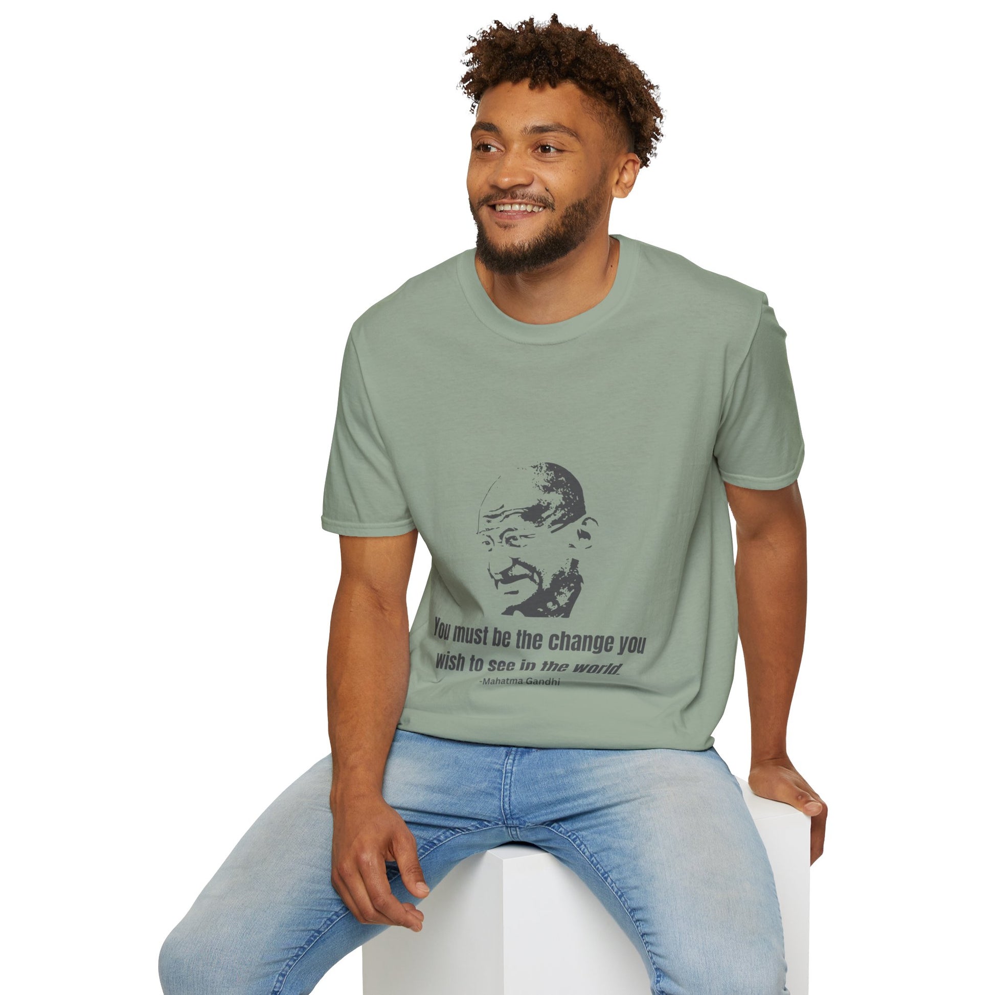 Be the Change Men's Tshirt (IW Gray Logo) - Sweet Baby Jeez Teez