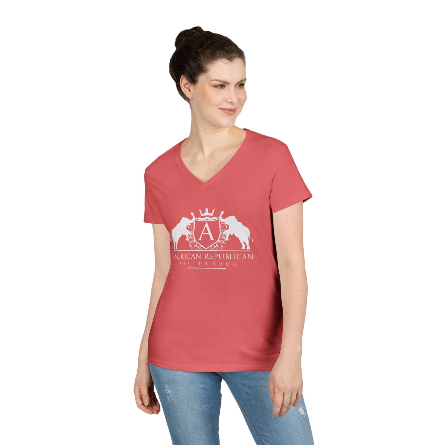 ARS White Logo Women's V-neck Tshirt - Sweet Baby Jeez Teez