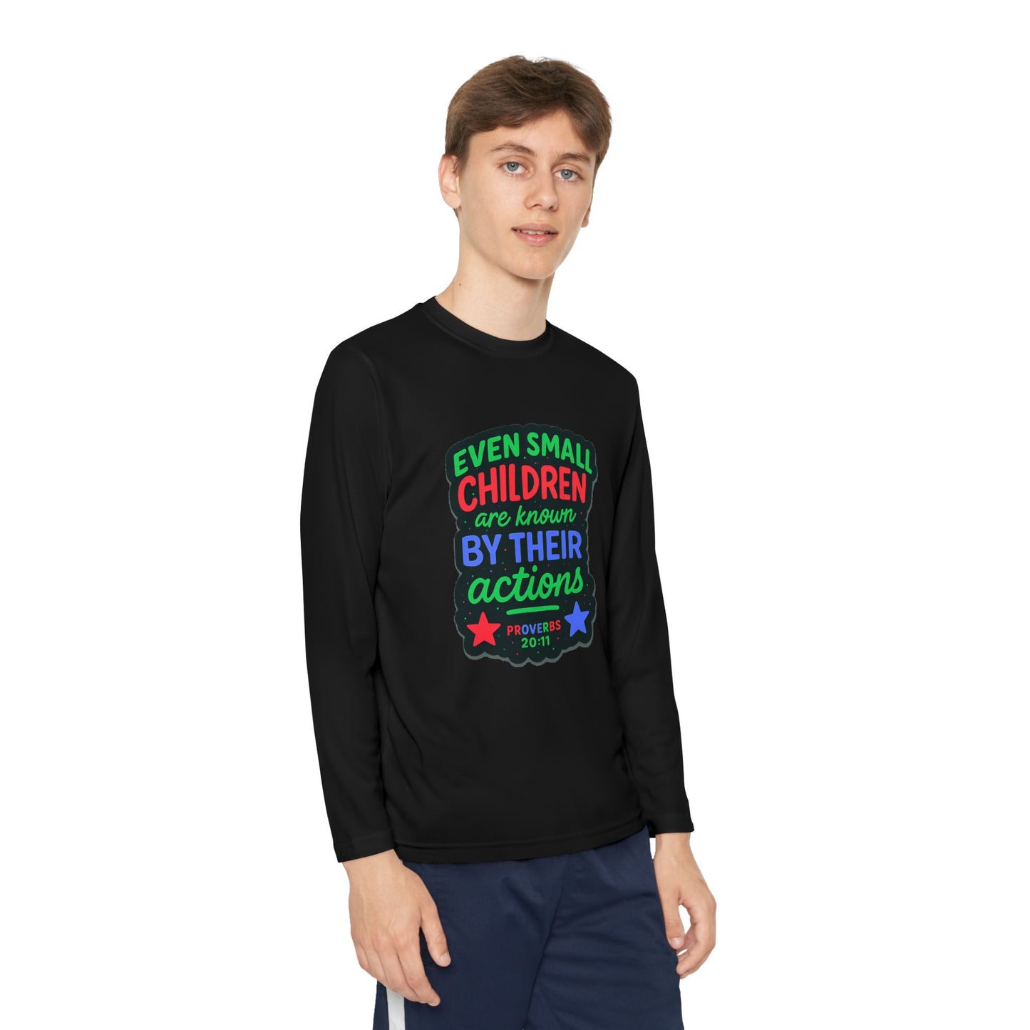 "Even Small Children" Proverbs 20:11 Boy's Bible Verse Long Sleeve Tshirt