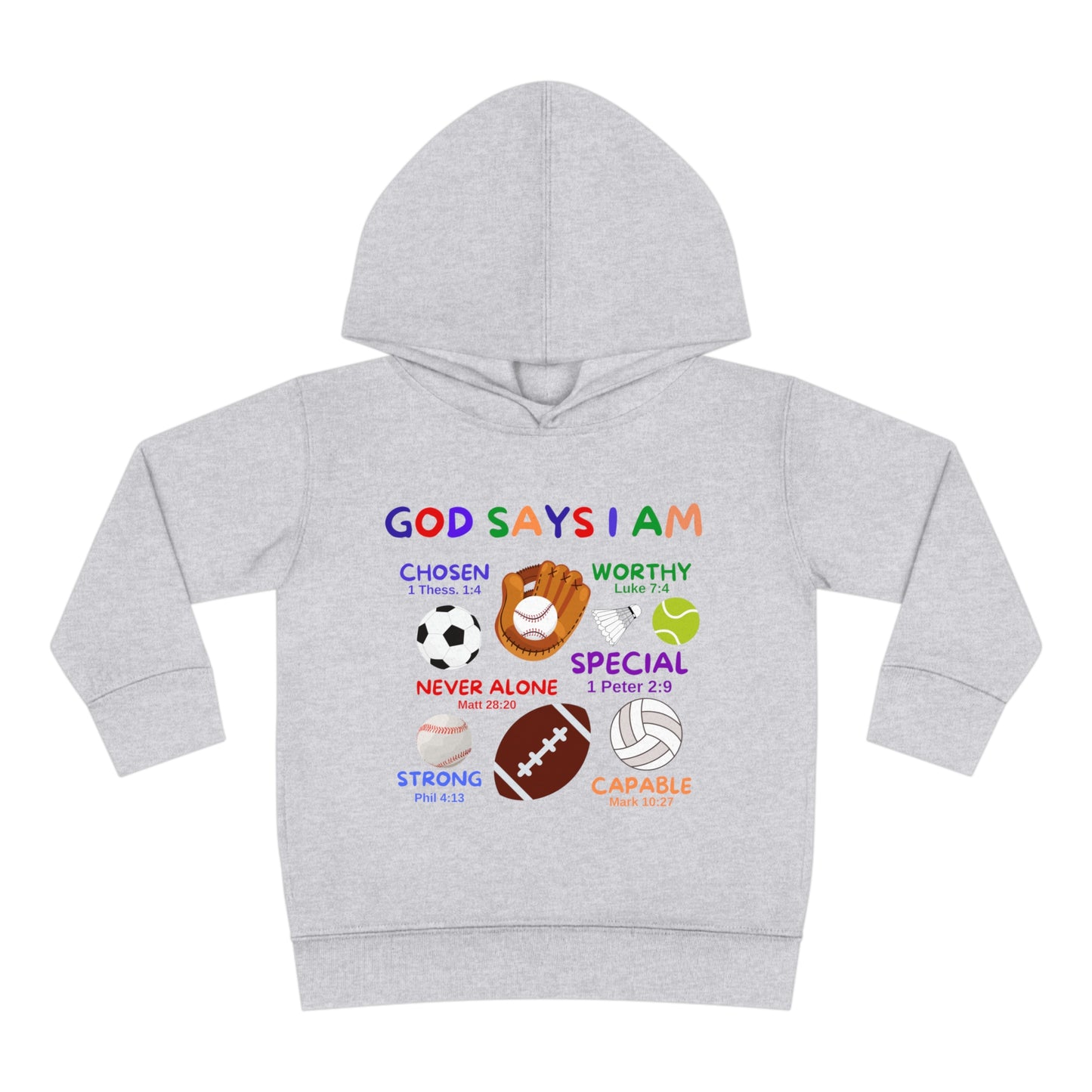 God Says I am Toddler Fleece Hoodie (Sports Logo) - Sweet Baby Jeez Teez