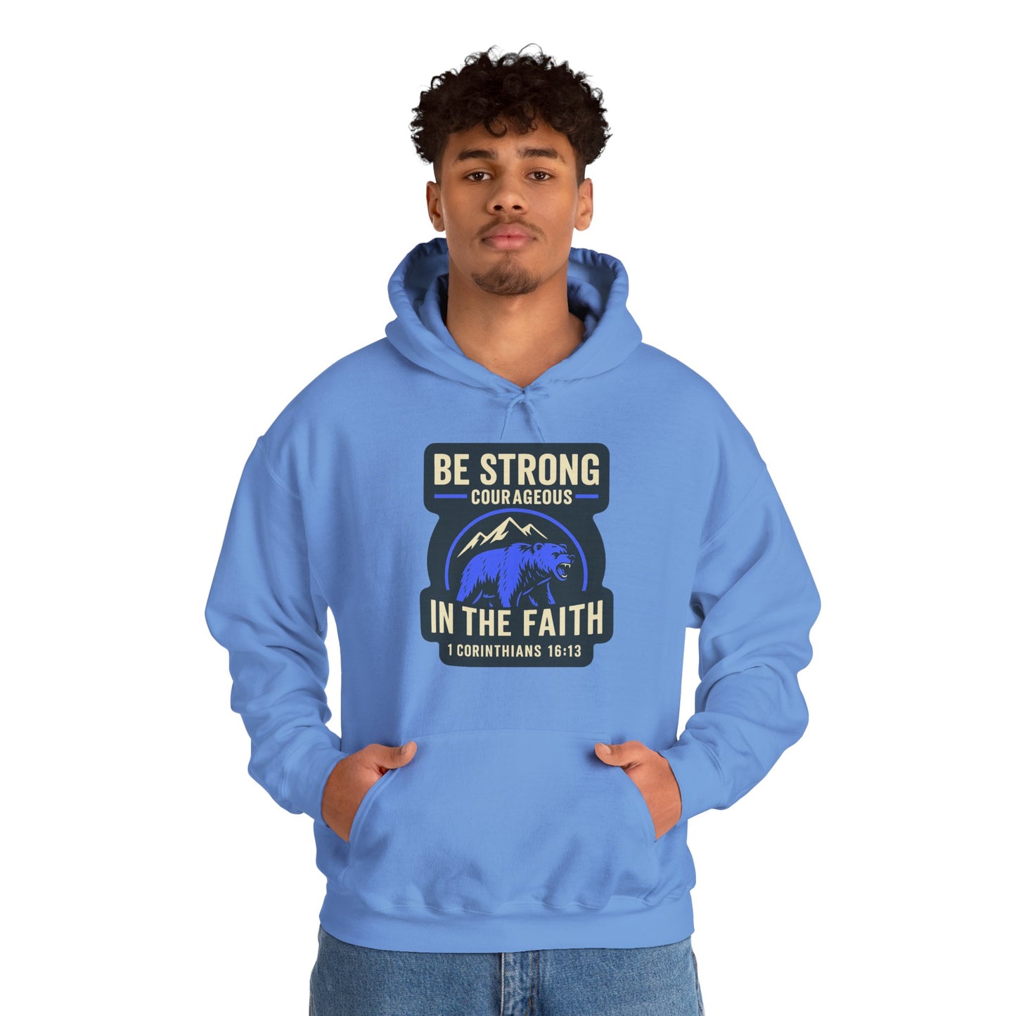 "Be Strong and Courageous" Bear Bible Verse Sweatshirt