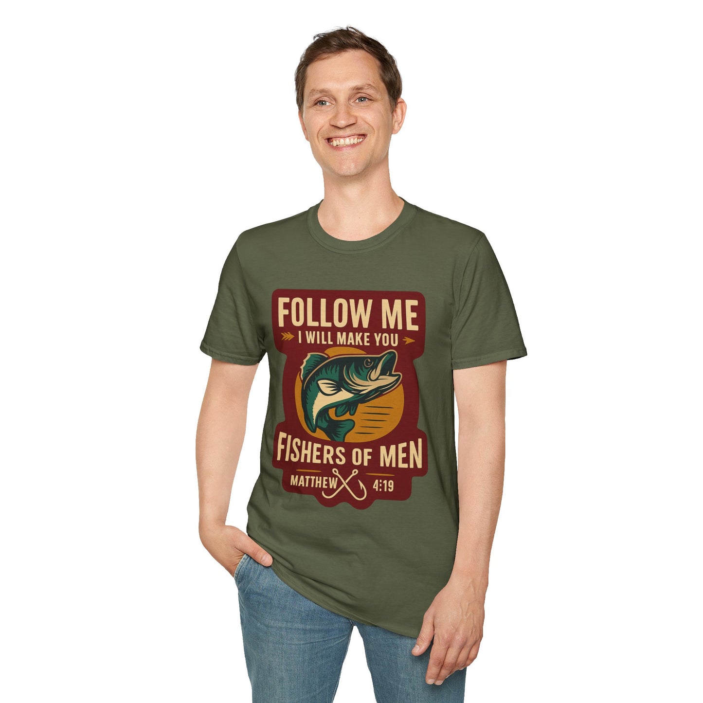 "Follow Me" Bible Verse Unisex Softstyle Tshirt