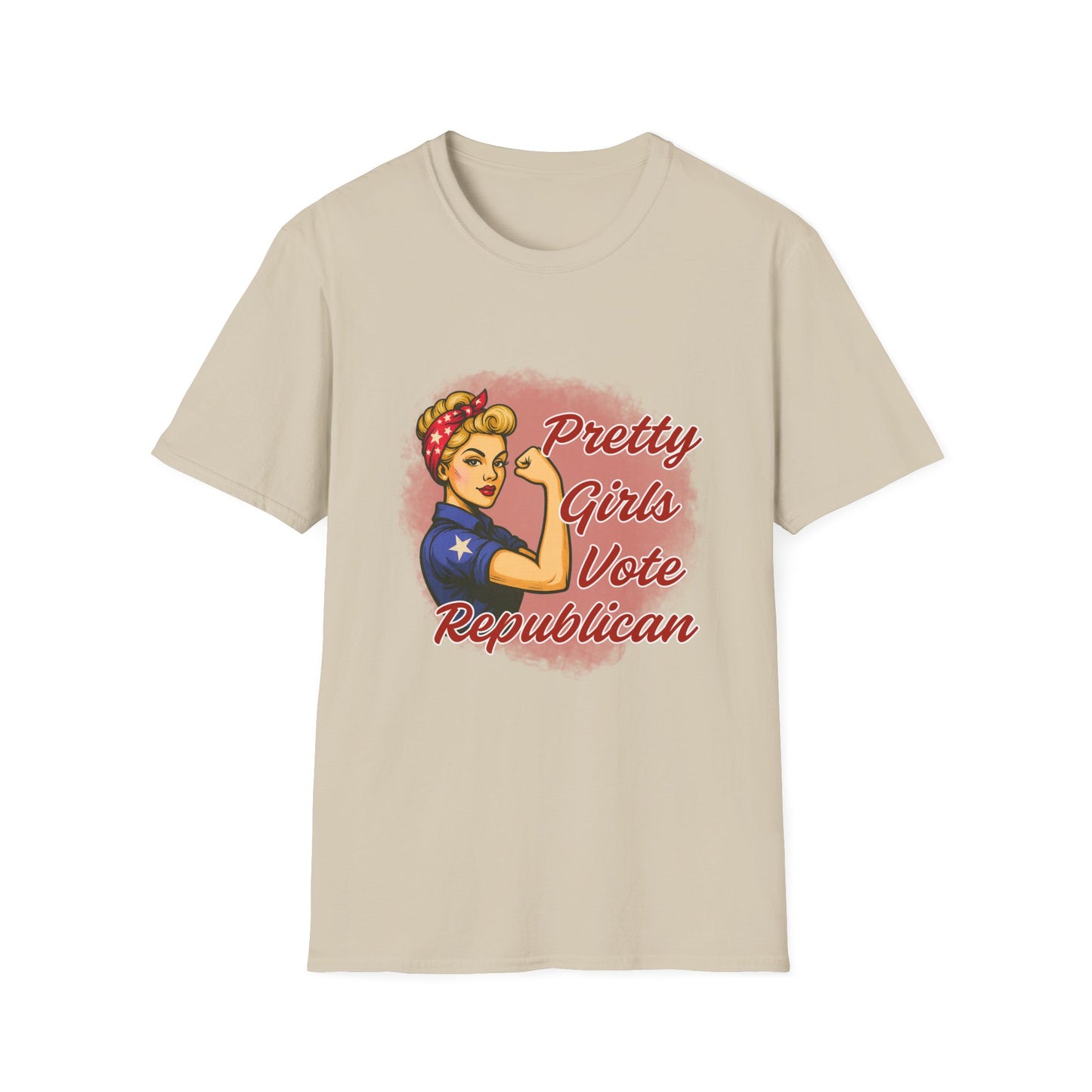 "Pretty Girls Vote Republican" Empowered Women Softstyle T-Shirt Tee (Blonde)