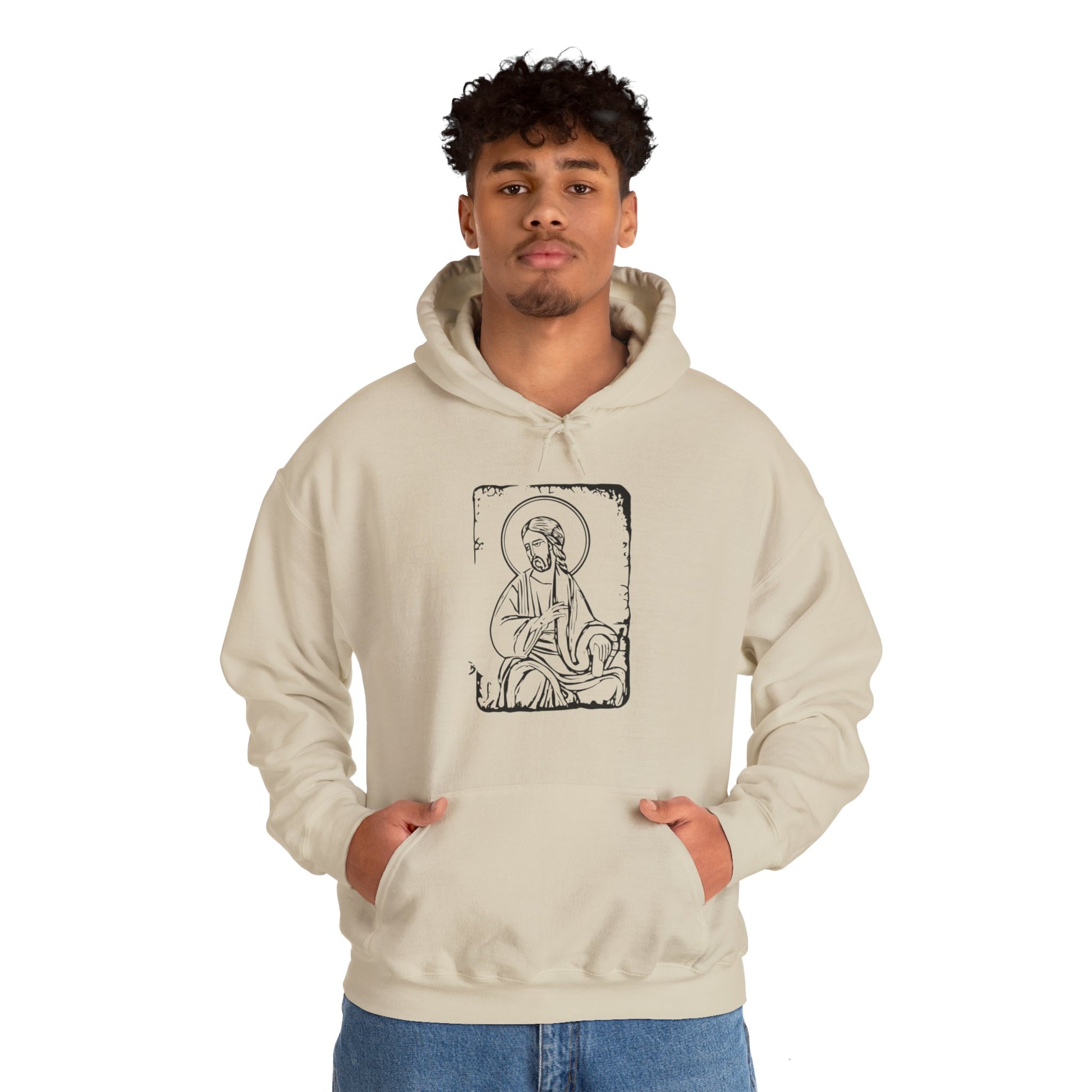 Orthodox Icon Men's Hooded Sweatshirt (Black Logo) - Sweet Baby Jeez Teez
