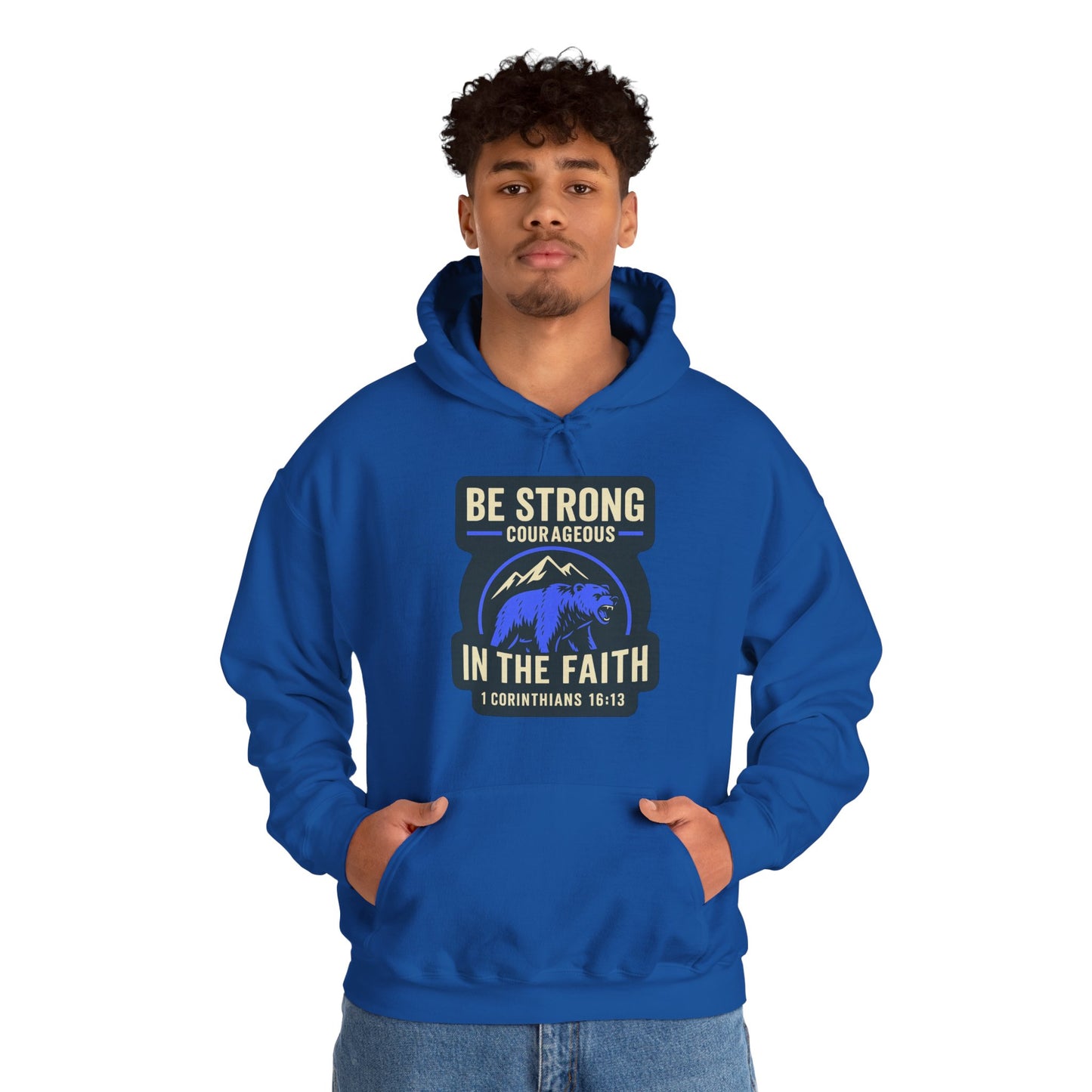 "Be Strong and Courageous" Bear Bible Verse Sweatshirt