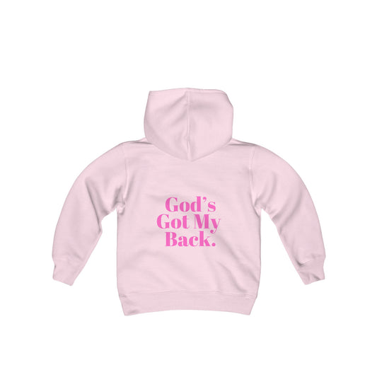 God's Got My Back Girls Hoodie (Pink Logo) - Sweet Baby Jeez Teez