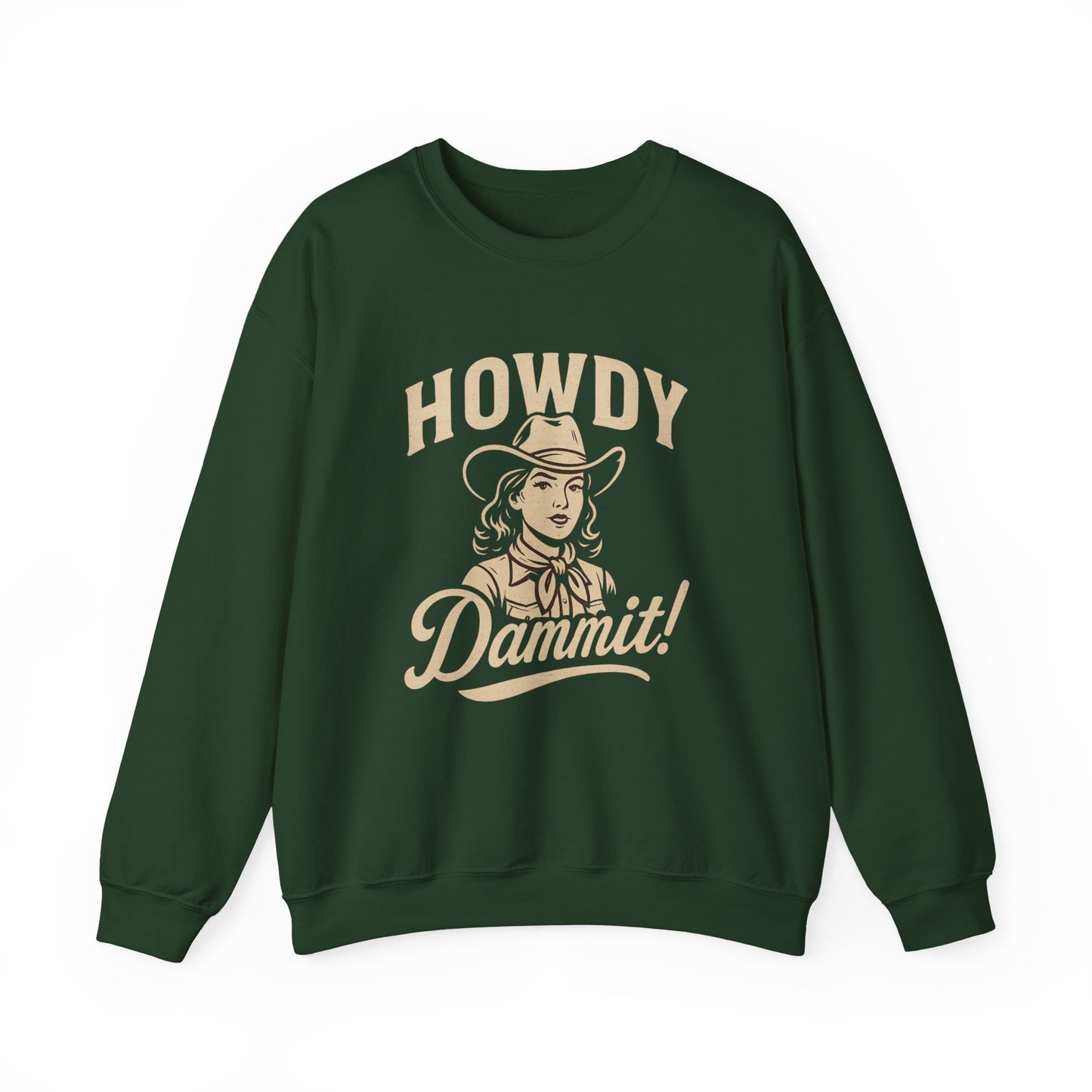 Howdy Dammit! Aggie Texas Cowgirl Unisex Cozy Sweatshirt (Gold Logo)