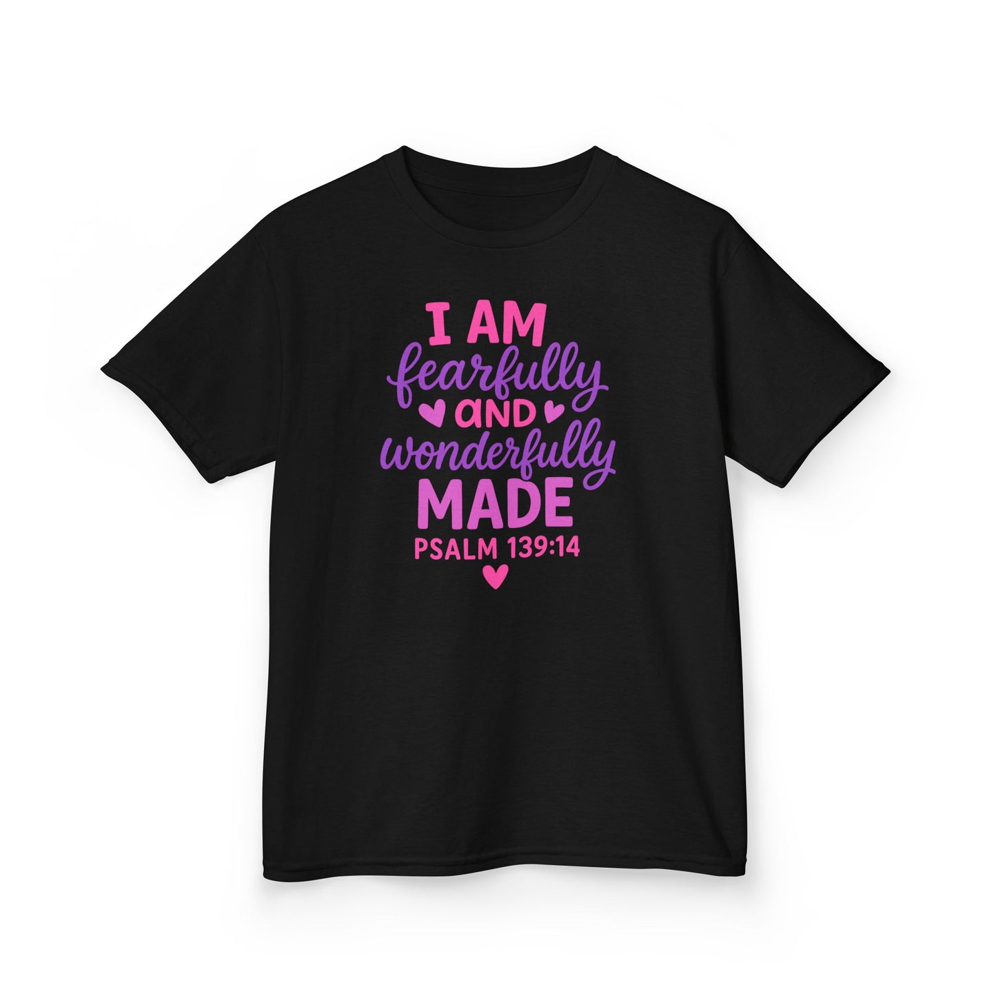 "Wonderfully Made" Christian Bible Verse Girls Tshirt