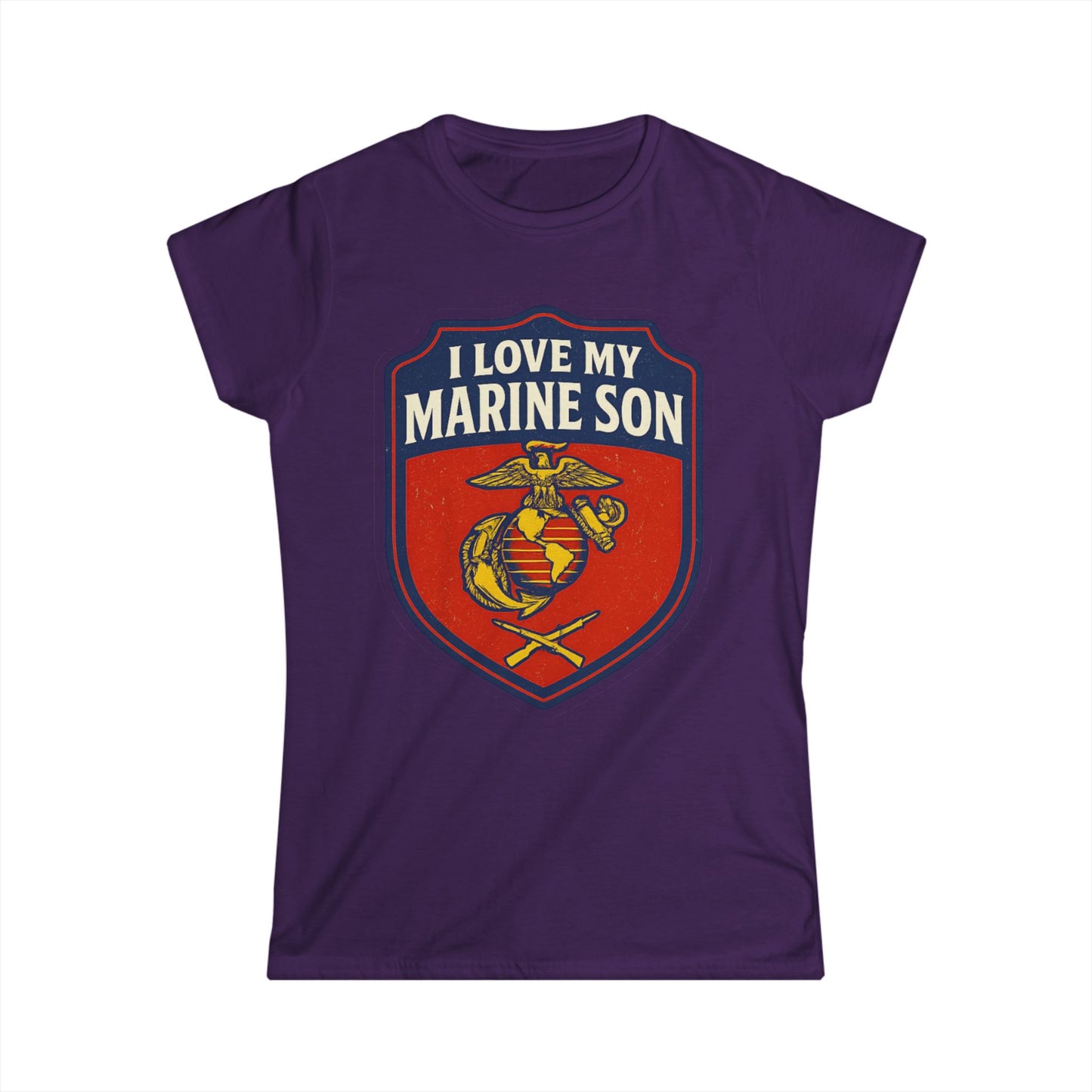 "I Love My Marine Son" Patriotic Women's Fitted T-Shirt for Marine Military Mom