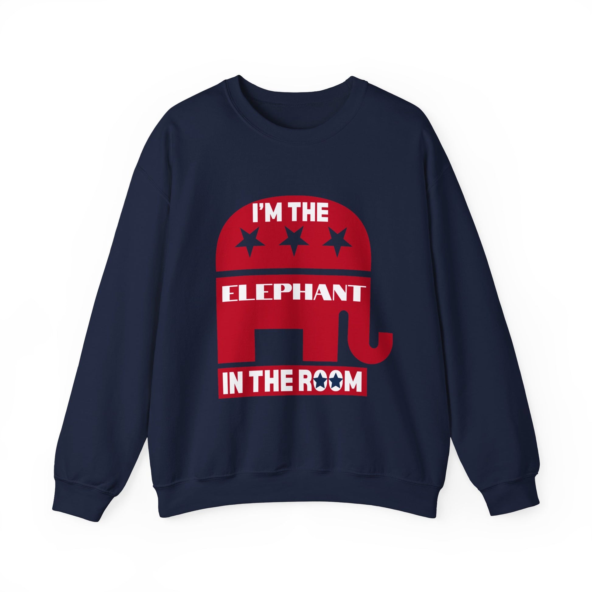 Elephant in the Room Men's Sweatshirt (Navy Blue) - Sweet Baby Jeez Teez