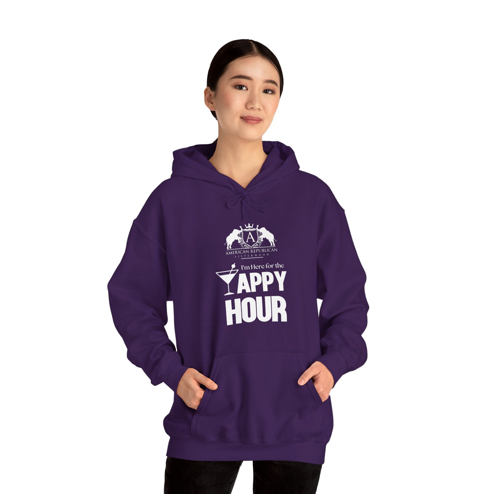 Here for the Yappy Hour Women's Relaxed Hoodie (ARS - White Logo) - Sweet Baby Jeez Teez