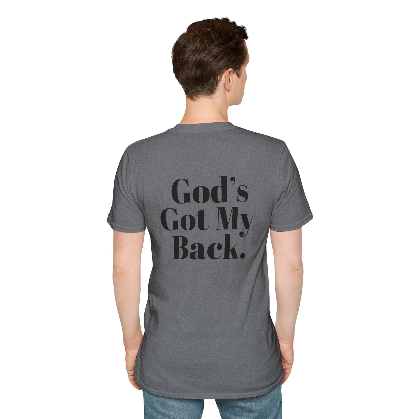 God's Got My Back Men's Tshirt (Black Logo) - Sweet Baby Jeez Teez