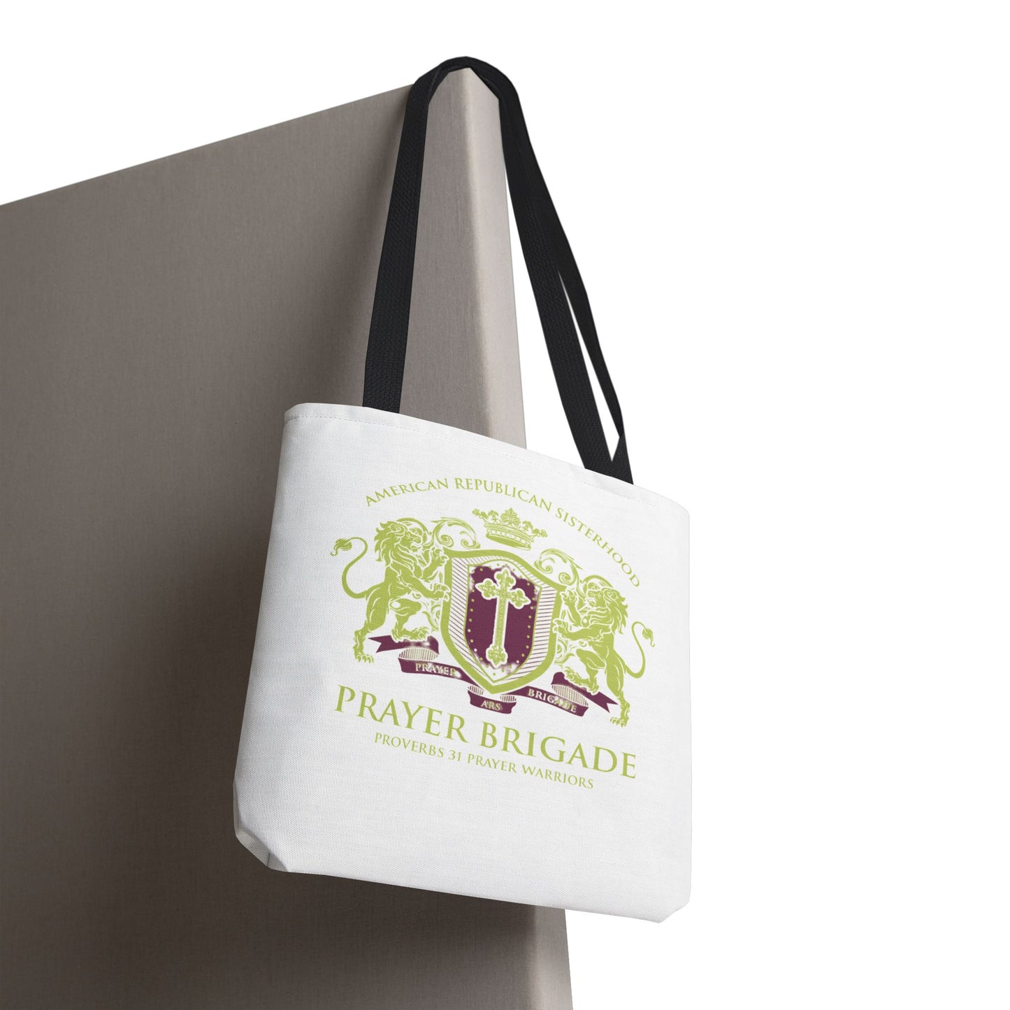 ARS Prayer Brigade Tote Bag (White with Green/Purple Logo) - Sweet Baby Jeez Teez