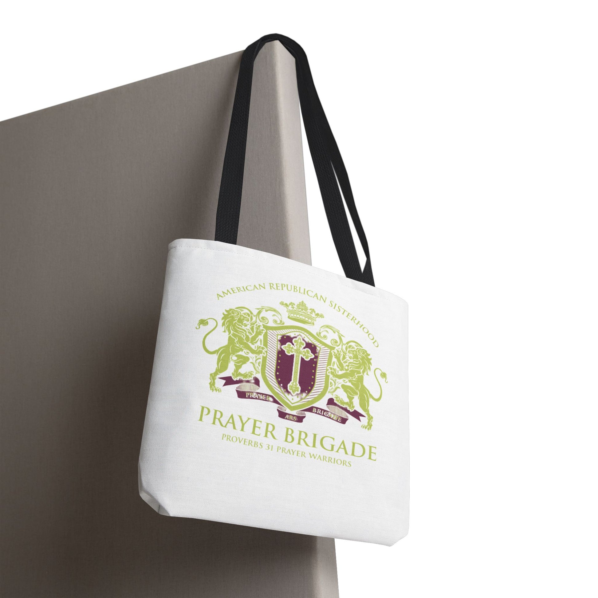 ARS Prayer Brigade Tote Bag (White with Green/Purple Logo) - Sweet Baby Jeez Teez