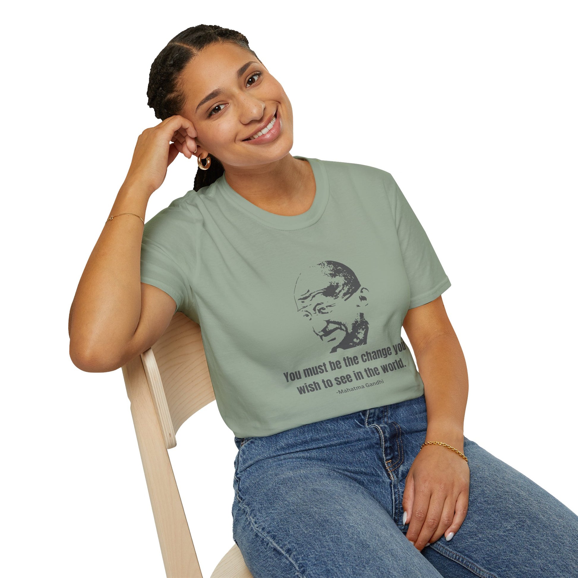 Be the Change Women's Relaxed/Plus Tshirt (IW Gray Logo) - Sweet Baby Jeez Teez