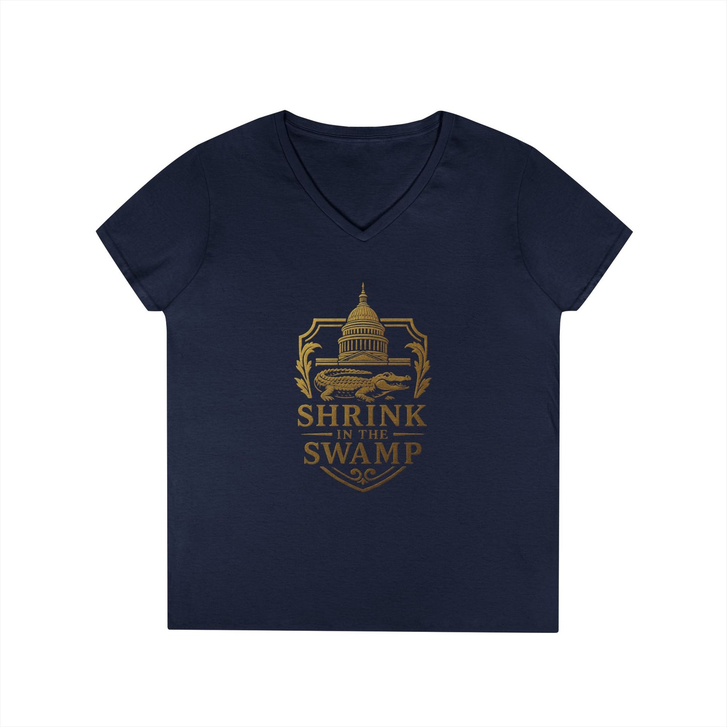 Shrink in the Swamp [TM] Ladies' V-Neck T-Shirt - Sweet Baby Jeez Teez