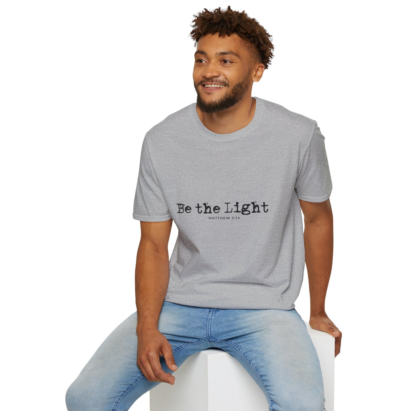 Be the Light Mens Relaxed Tshirt (Black Logo) - Sweet Baby Jeez Teez