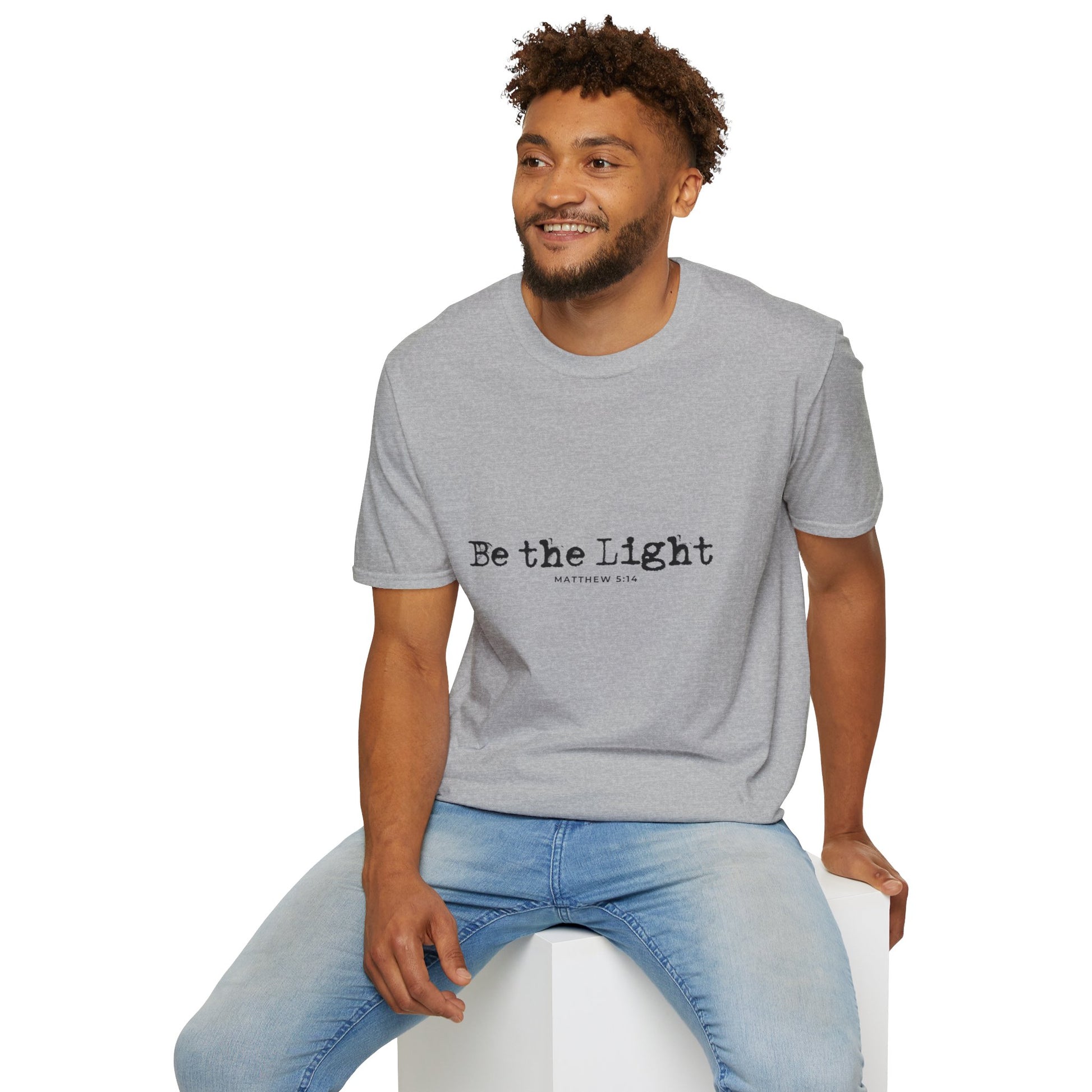 Be the Light Mens Relaxed Tshirt (Black Logo) - Sweet Baby Jeez Teez