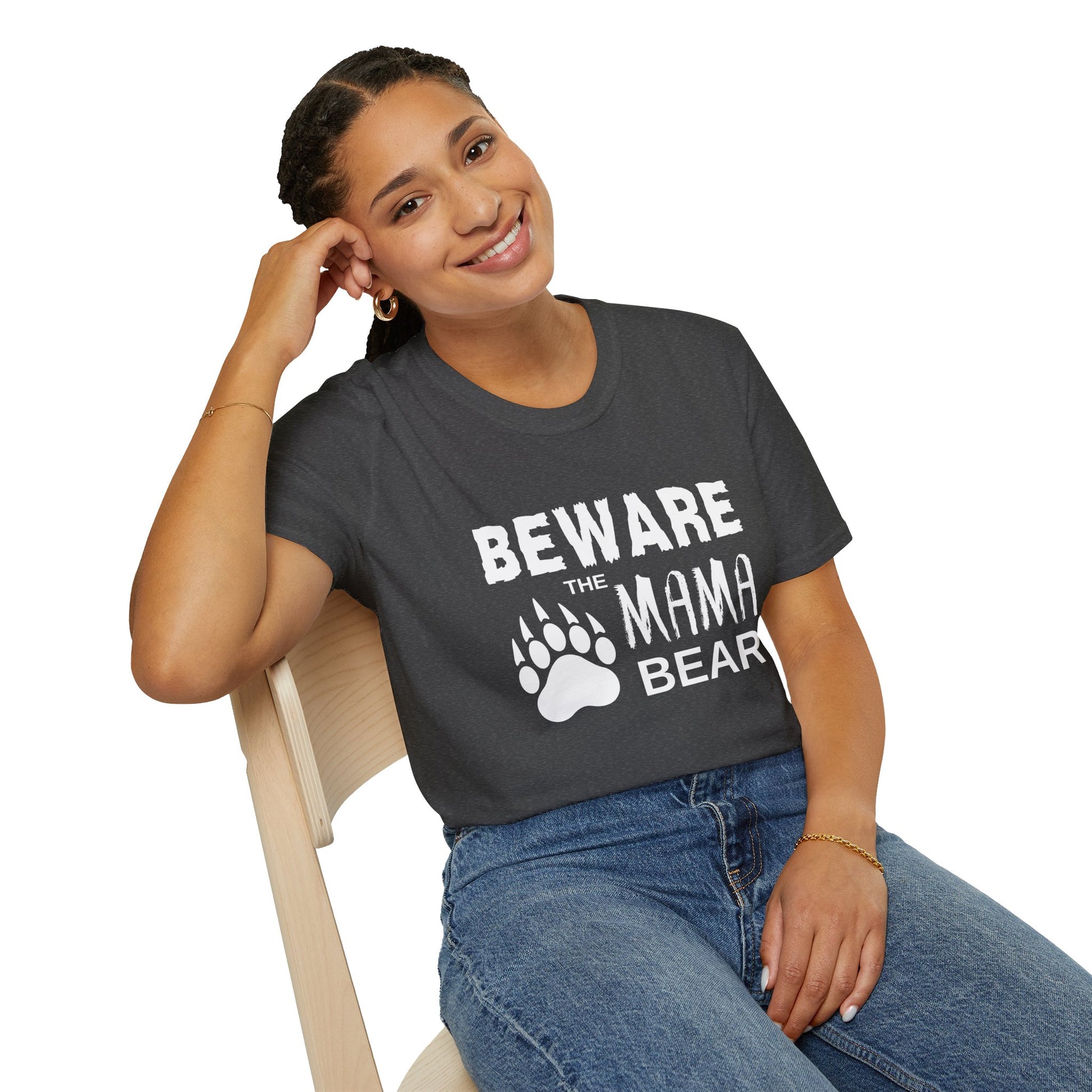 Mama Bear Women's Relaxed/Plus Tshirt (White Logo) - Sweet Baby Jeez Teez