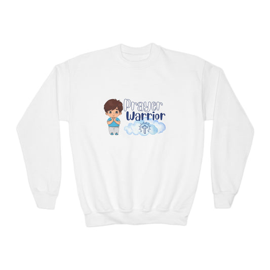 Prayer Warrior Boy's Sweatshirt (White) - Sweet Baby Jeez Teez