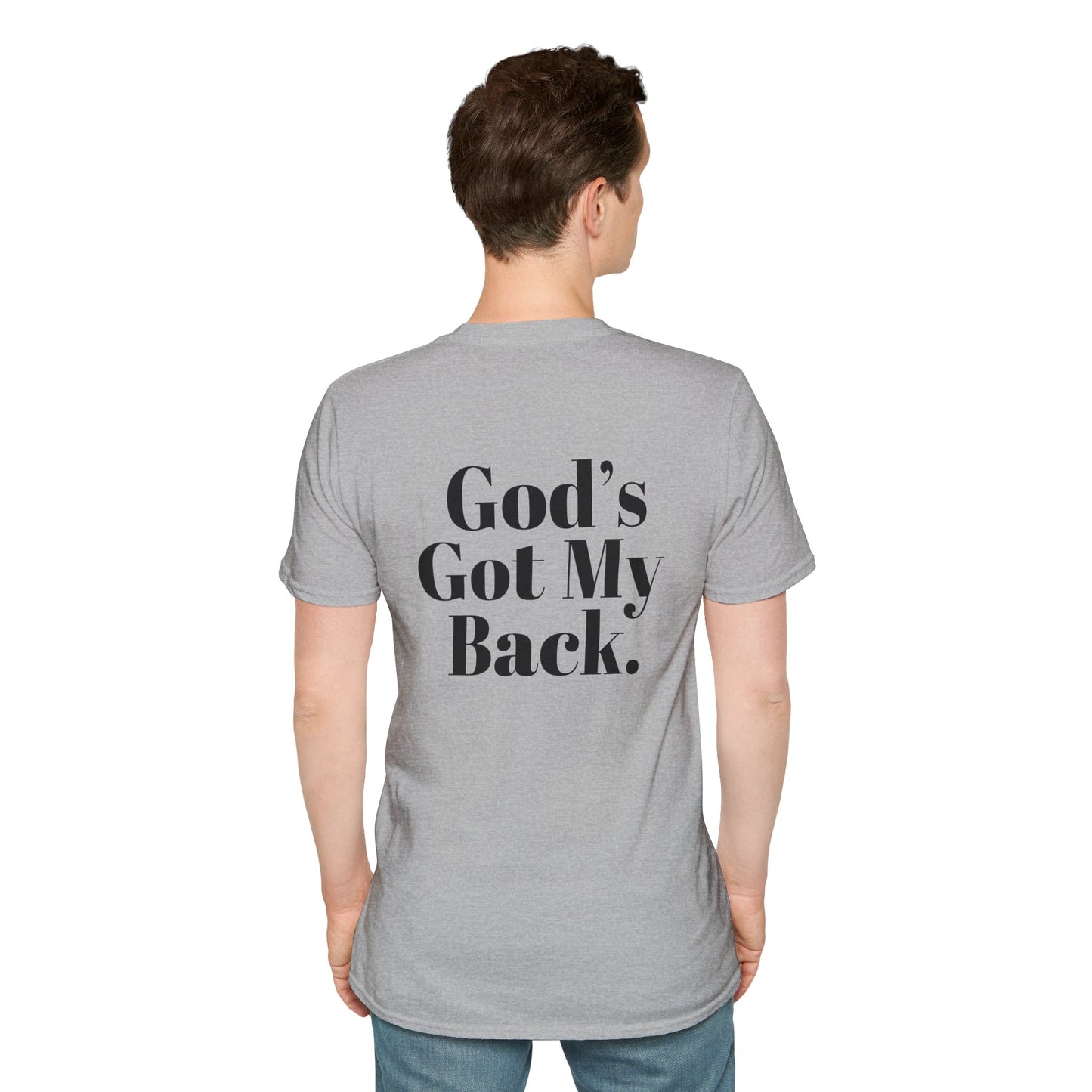 God's Got My Back Men's Tshirt (Black Logo) - Sweet Baby Jeez Teez
