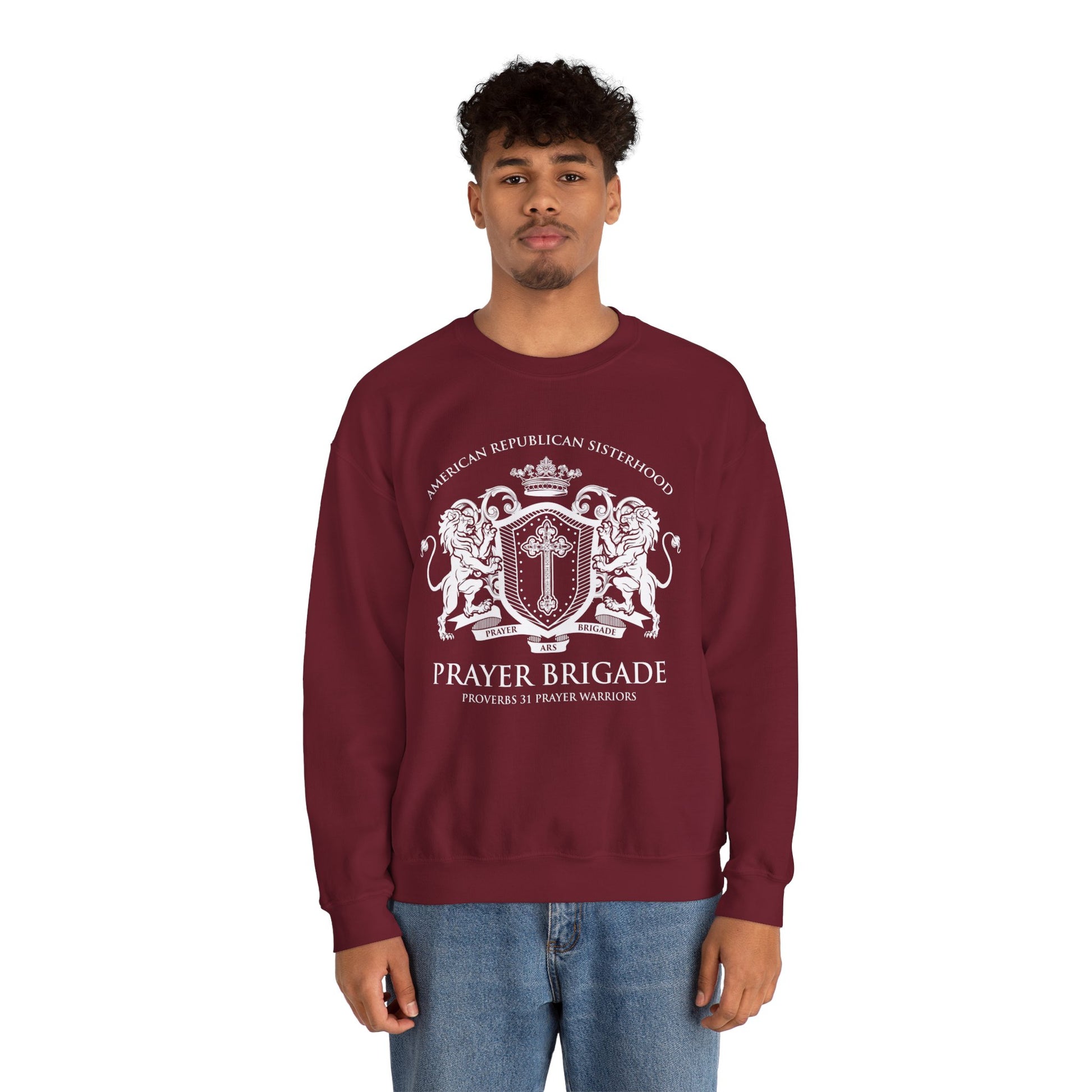 ARS Prayer Brigade UNISEX Sweatshirt (White Logo) - Sweet Baby Jeez Teez