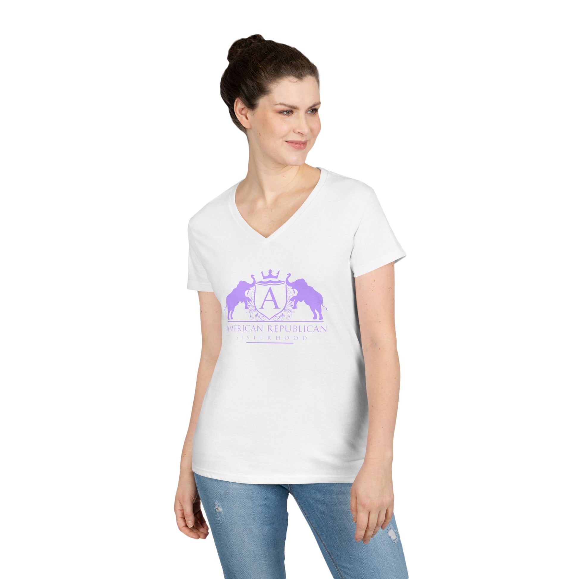 ARS Logo Ladies V-Neck Tshirt (ARS - T Lilac Logo) - Sweet Baby Jeez Teez