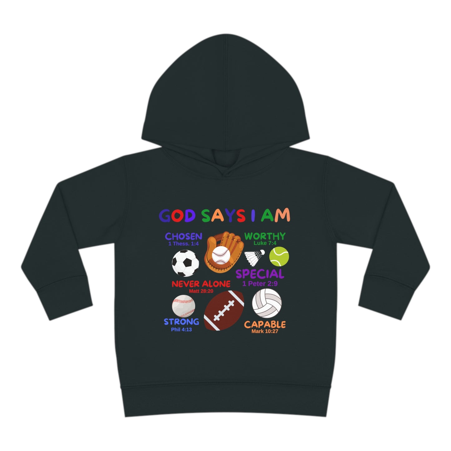 God Says I am Toddler Fleece Hoodie (Sports Logo) - Sweet Baby Jeez Teez