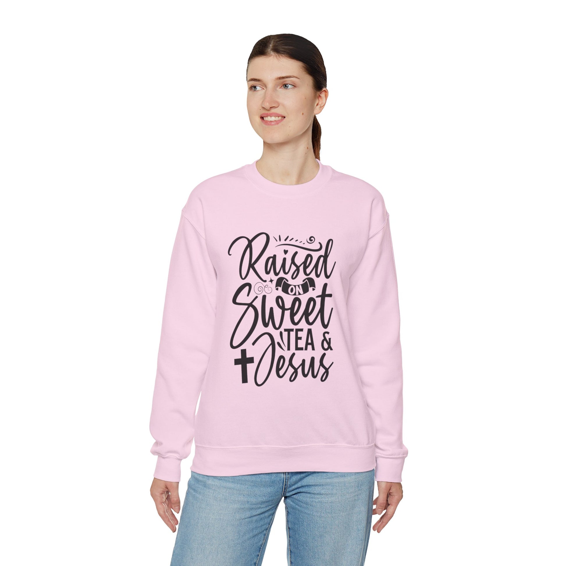 Sweet Tea and Jesus Women's Relaxed Sweatshirt (Black Logo) - Sweet Baby Jeez Teez