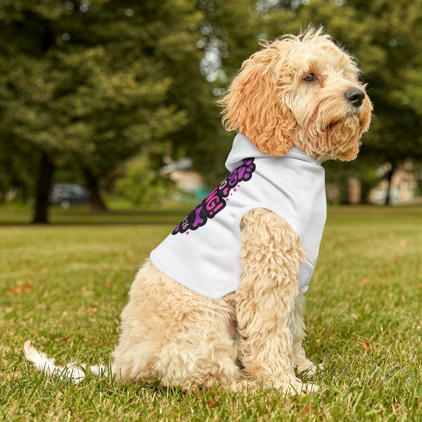 "With God" Bible Verse Adorable Pet Hoodie for Beloved Dogs and Cats (Pink/Purple)
