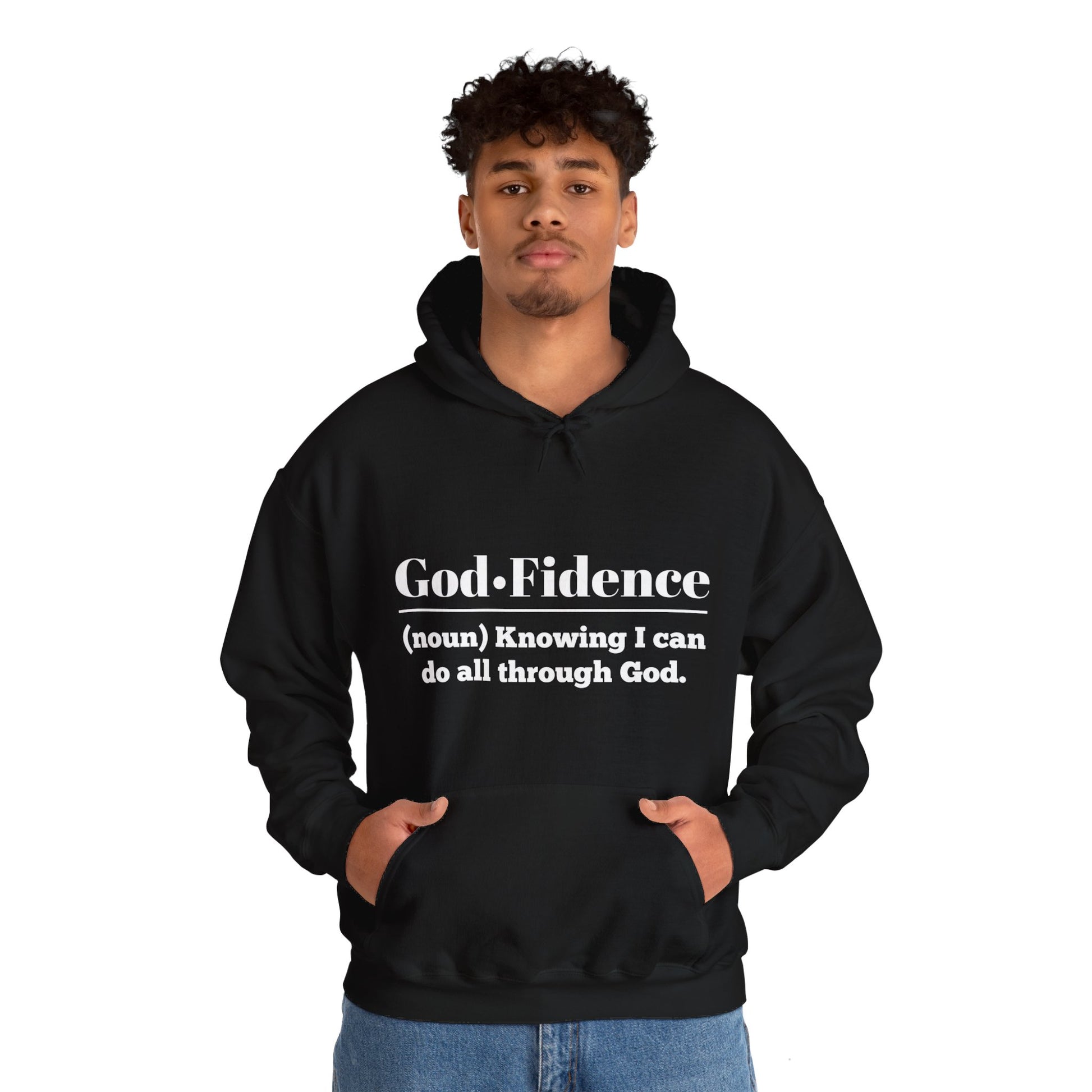 God-Fidence Men's Hoodie (White Logo) - Sweet Baby Jeez Teez