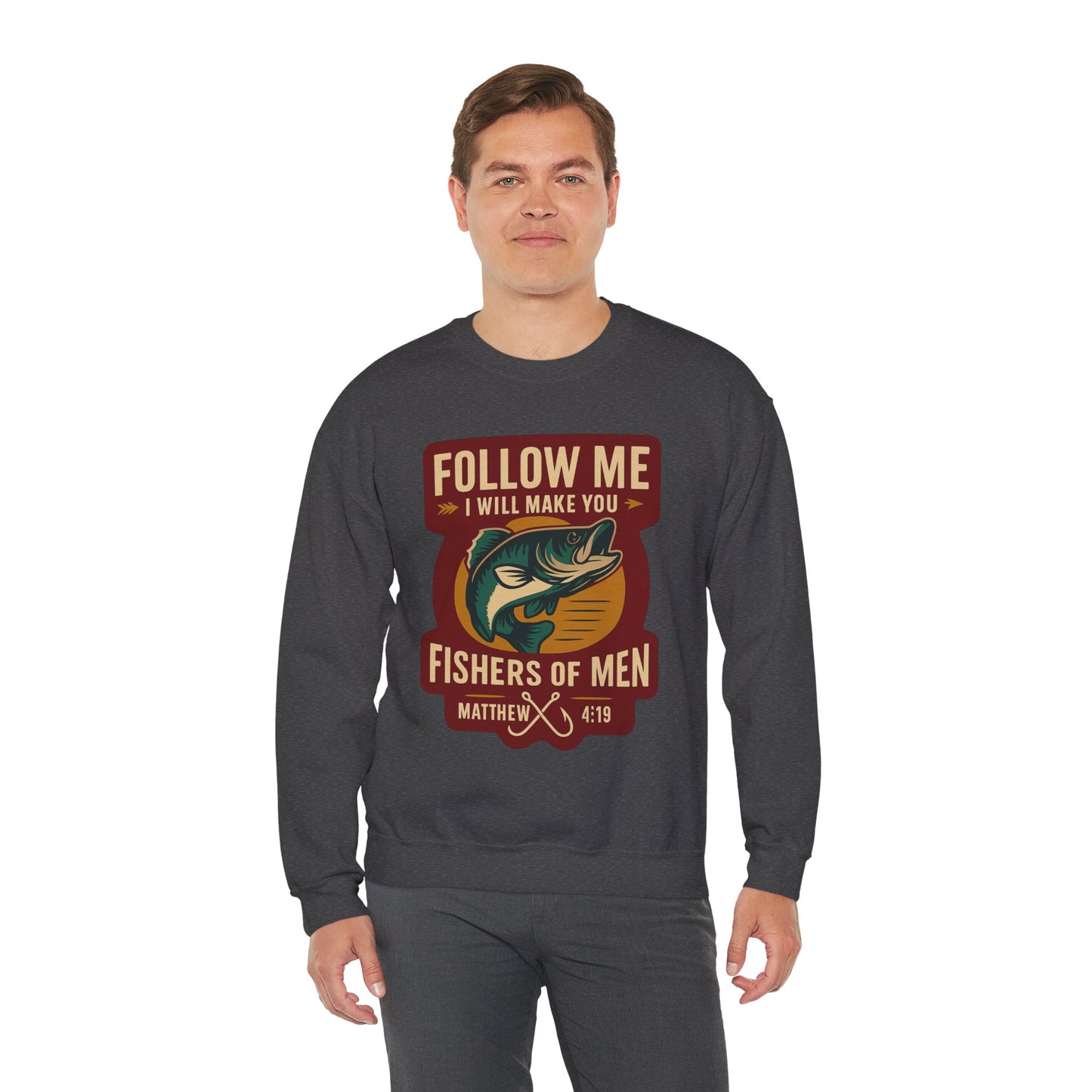 "Follow Me" Fisherman Bible Verse Crewneck Sweatshirt