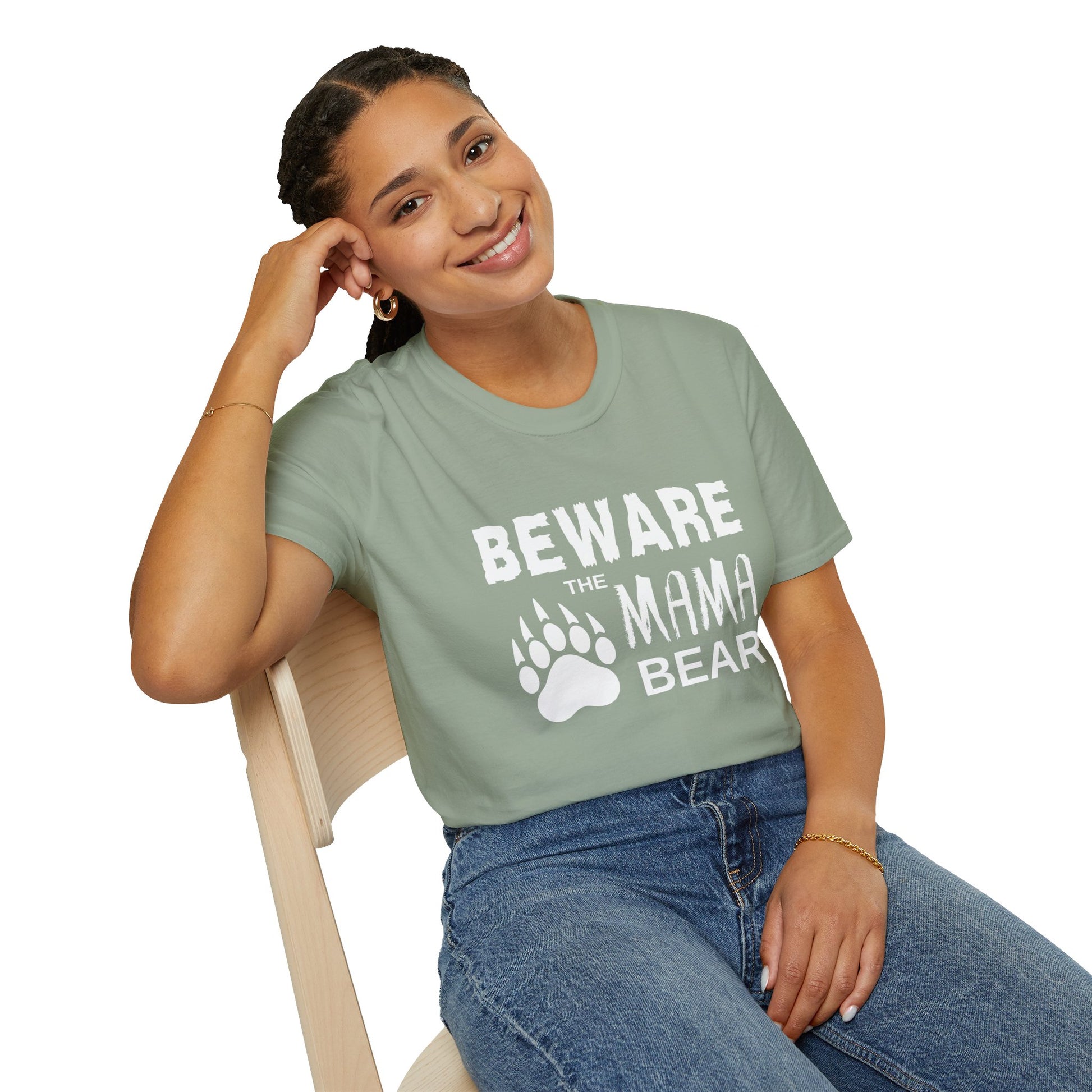Mama Bear Women's Relaxed/Plus Tshirt (White Logo) - Sweet Baby Jeez Teez
