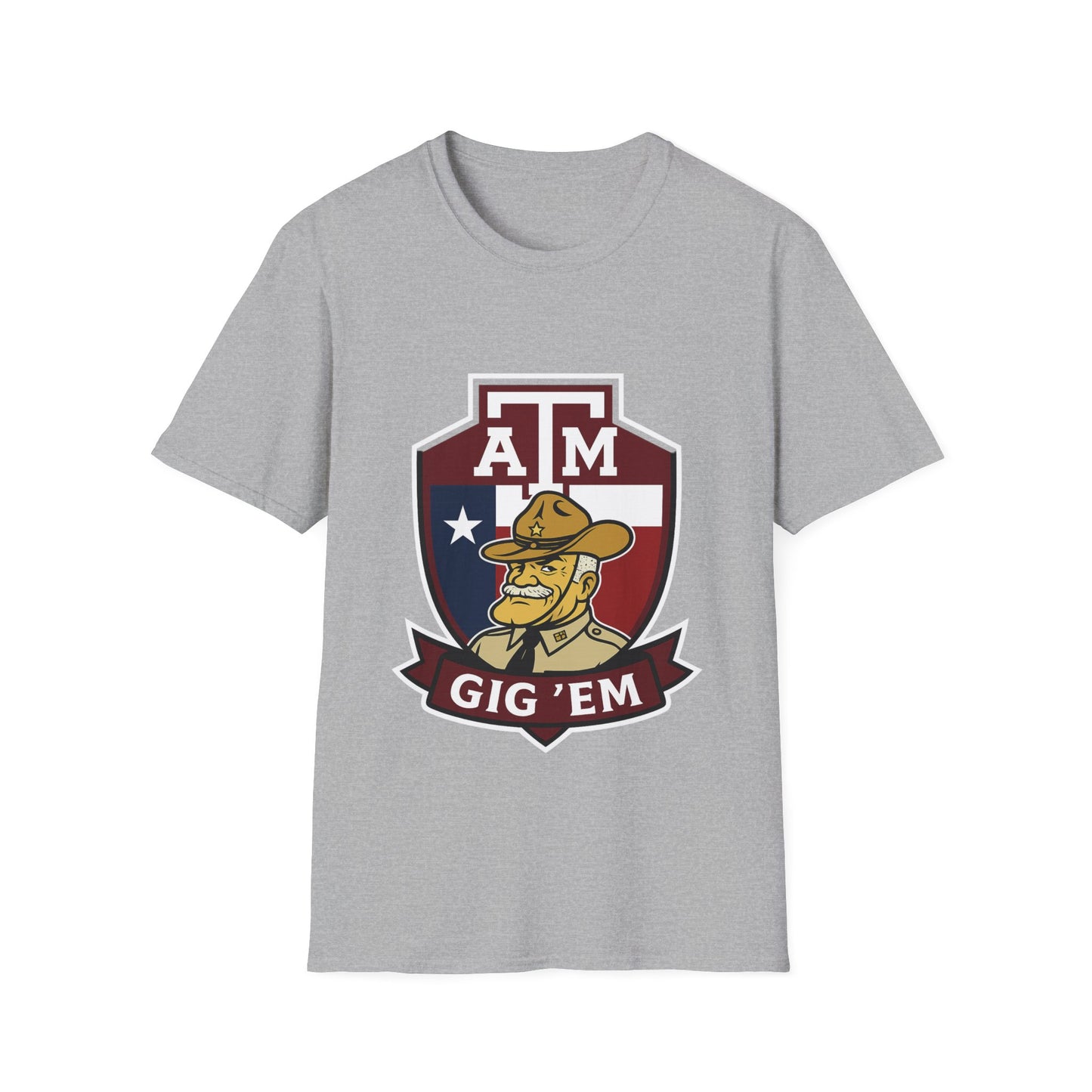 Gig 'Em Aggies Old Sarge Crest Soft Relaxed Tshirt (Texas Flag Logo 1)