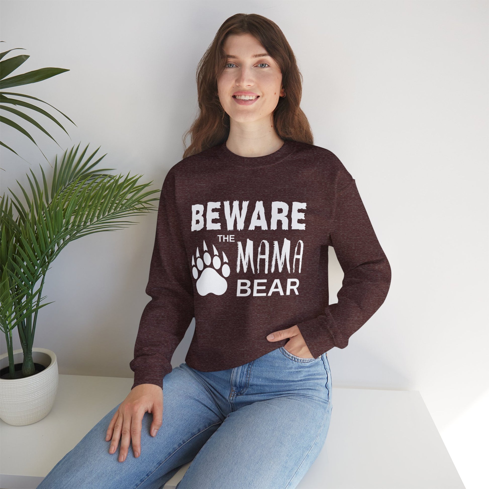 Mama Bear Women's Relaxed Sweatshirt (White Logo) - Sweet Baby Jeez Teez