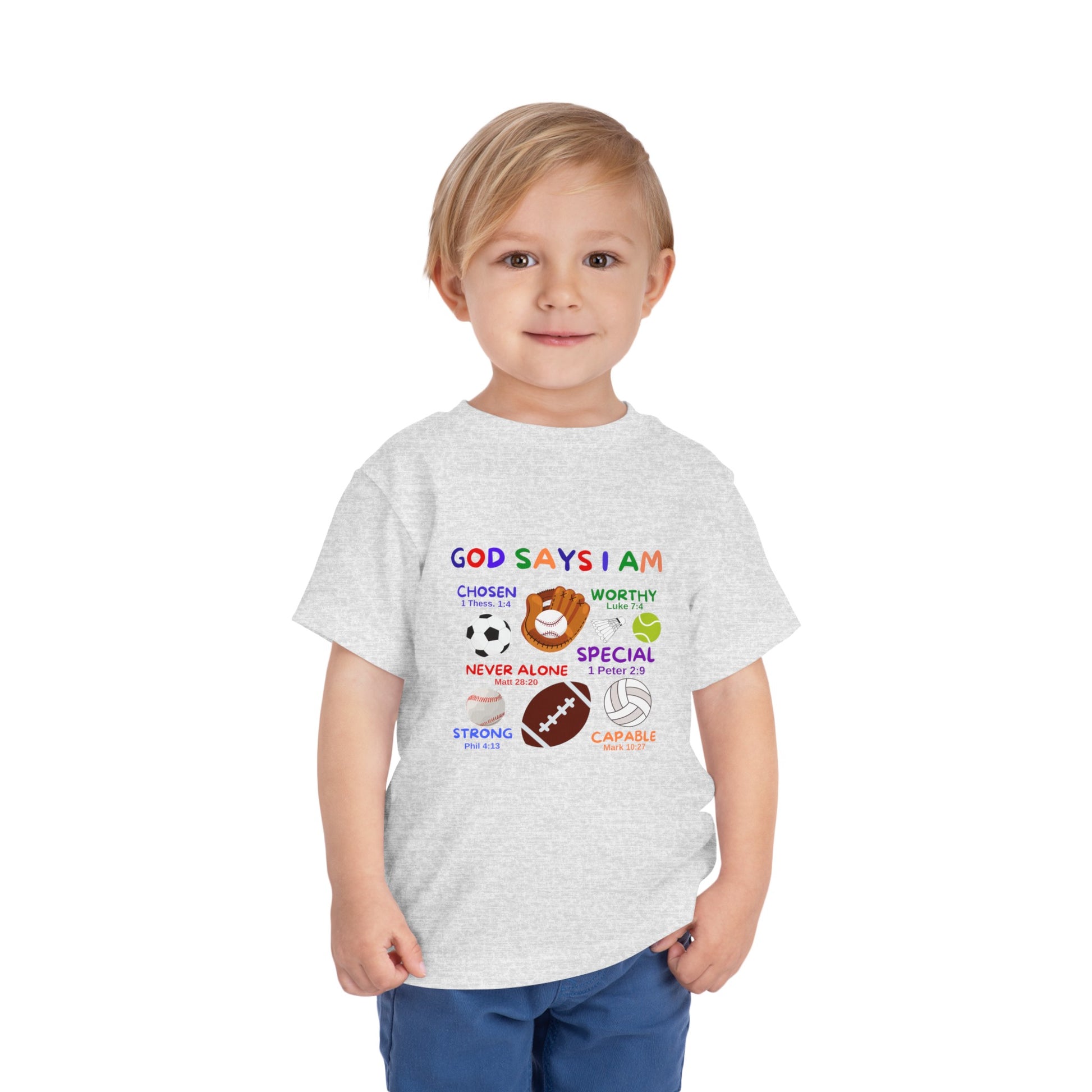God Says I am Toddler Boys Tshirt (Sports Logo) - Sweet Baby Jeez Teez