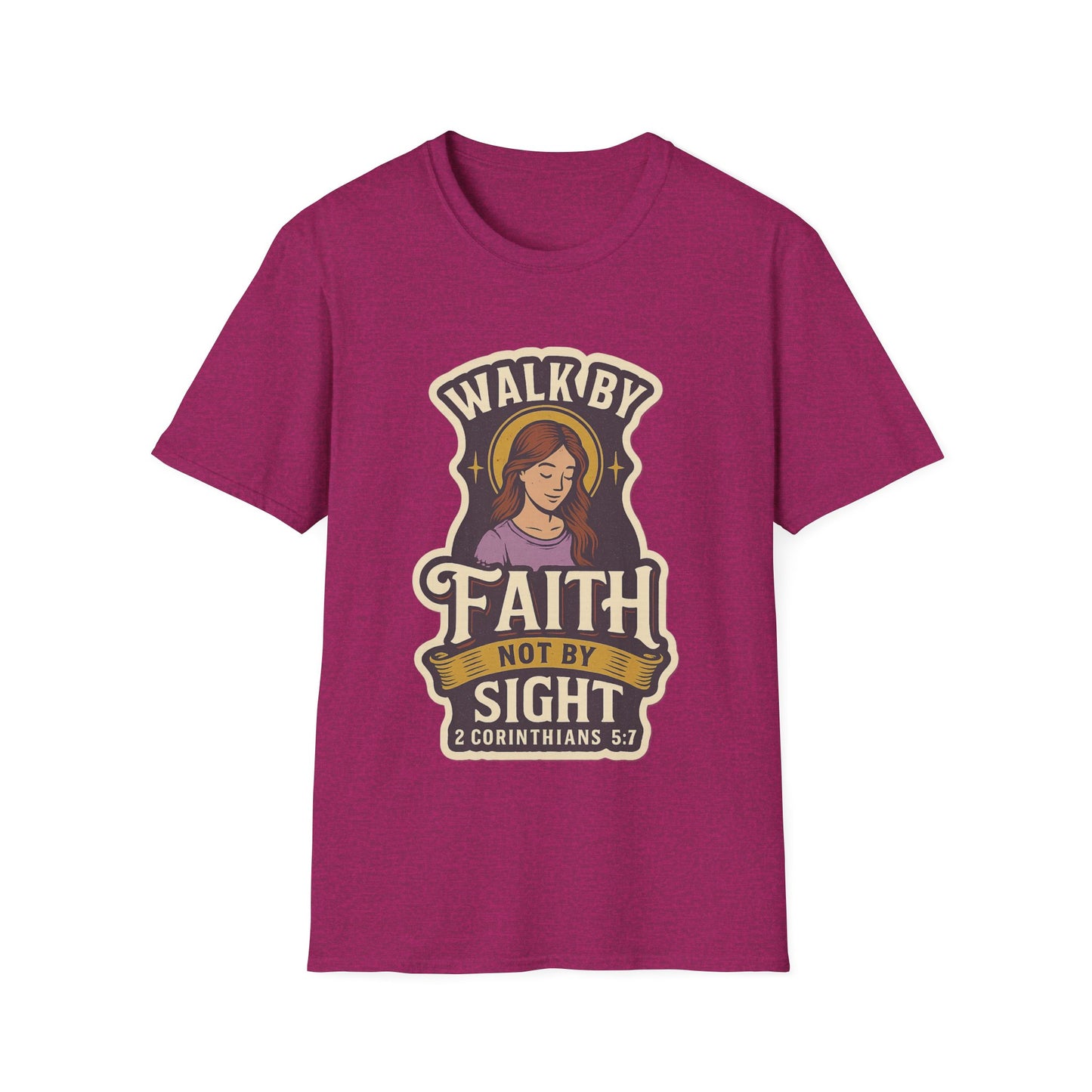 "Walk by Faith" Bible Verse Christian Inspirational Soft Tshirt