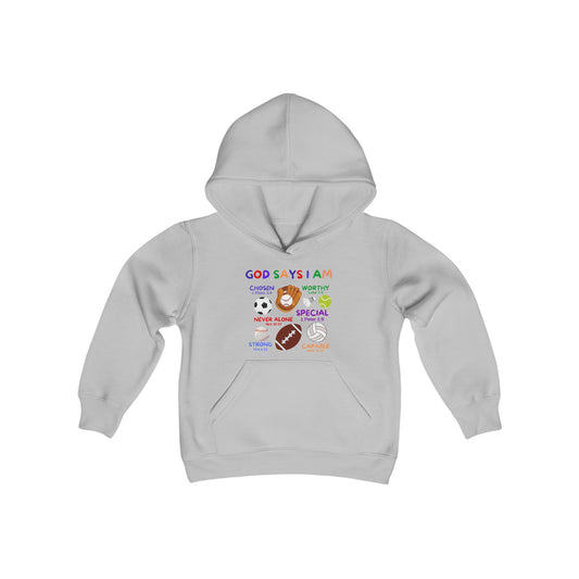 God Says I am Boys Hoodie (Sports Logo) - Sweet Baby Jeez Teez