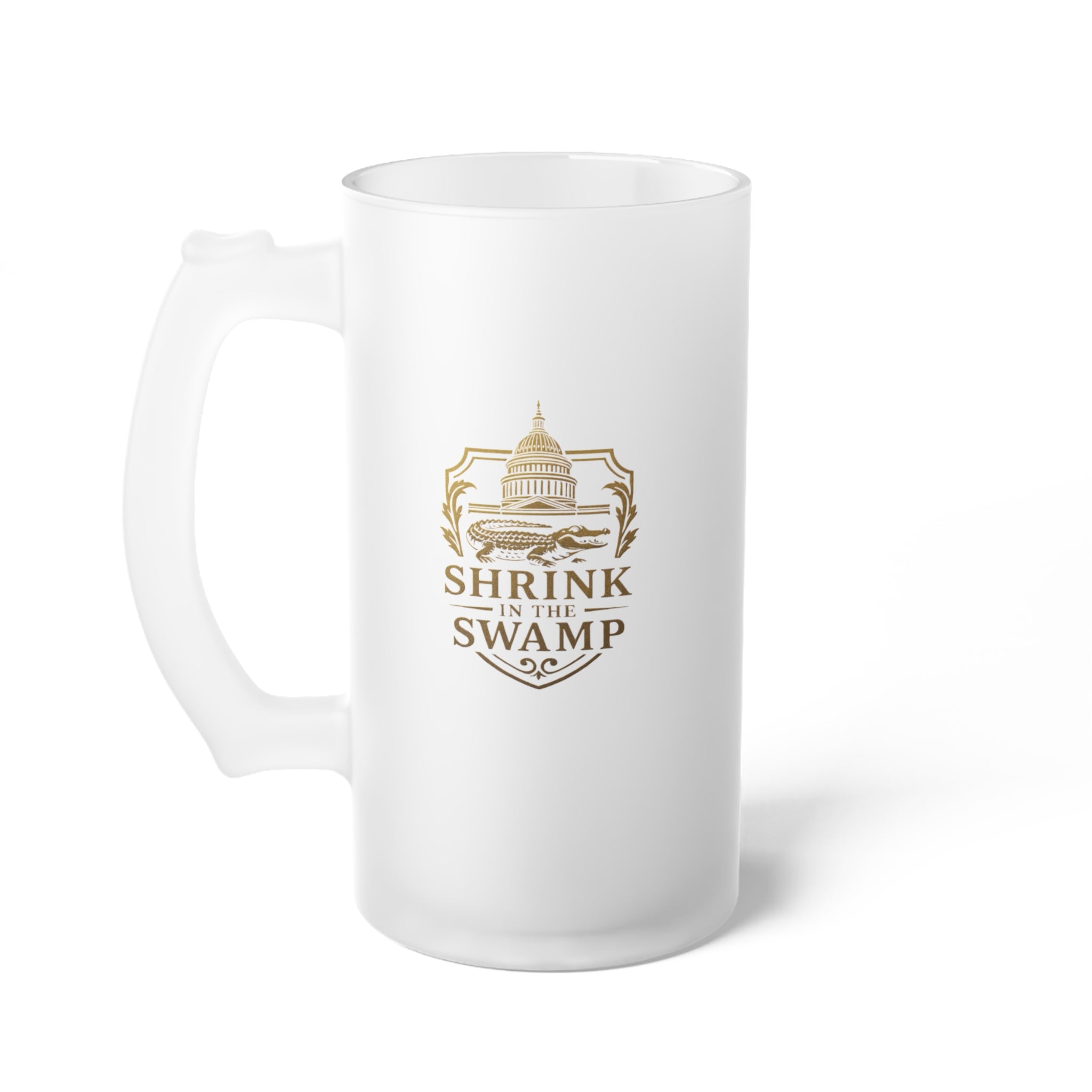 Shrink in the Swamp [TM] Logo Frosted Beer Mug - Sweet Baby Jeez Teez
