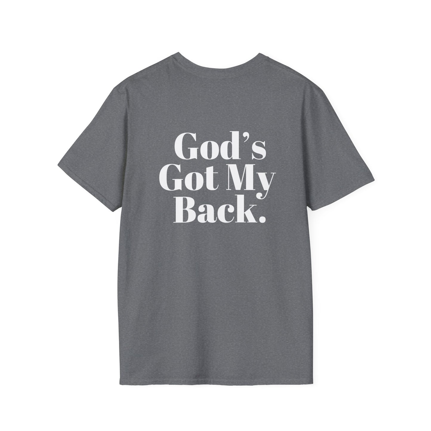 God's Got My Back Men's Tshirt (White Logo) - Sweet Baby Jeez Teez