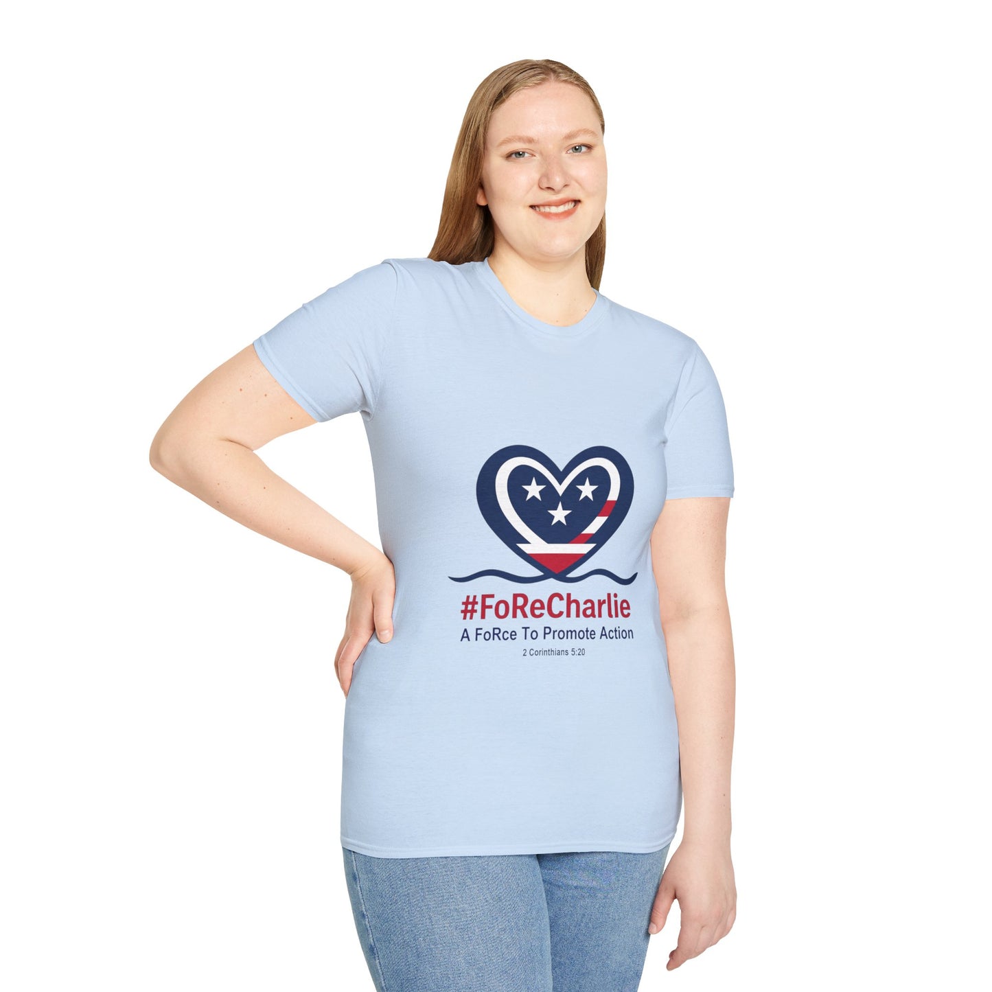 "FoRe Charlie" Ambassador Pageant Memorial Tshirt of Charlie Kirk (Heart Logo)