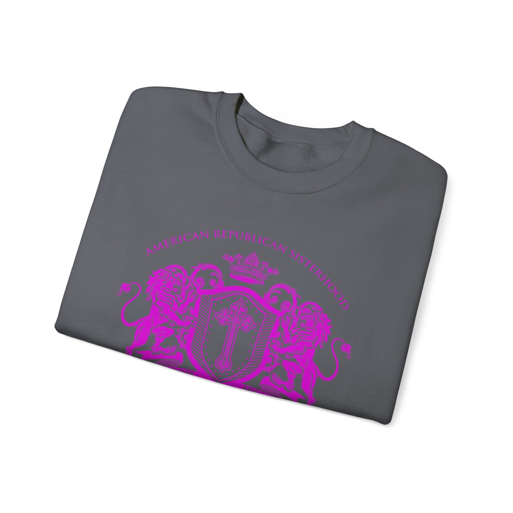 ARS Prayer Brigade Unisex Sweatshirt (Dark Gray with Hot Pink Logo) - Sweet Baby Jeez Teez