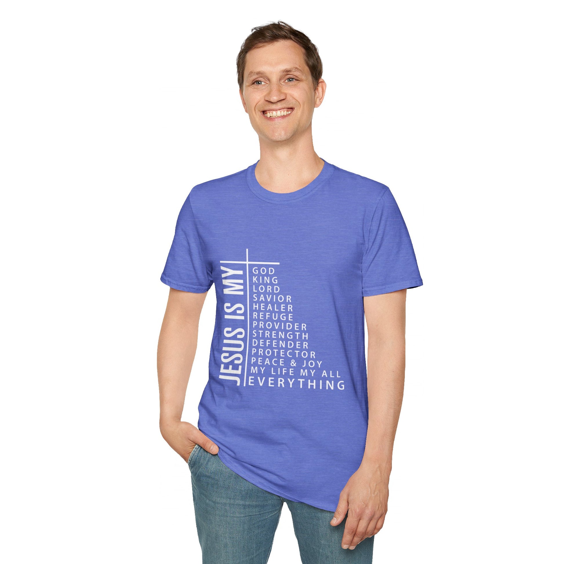 Jesus is My Men's Tshirt (White Logo) - Sweet Baby Jeez Teez