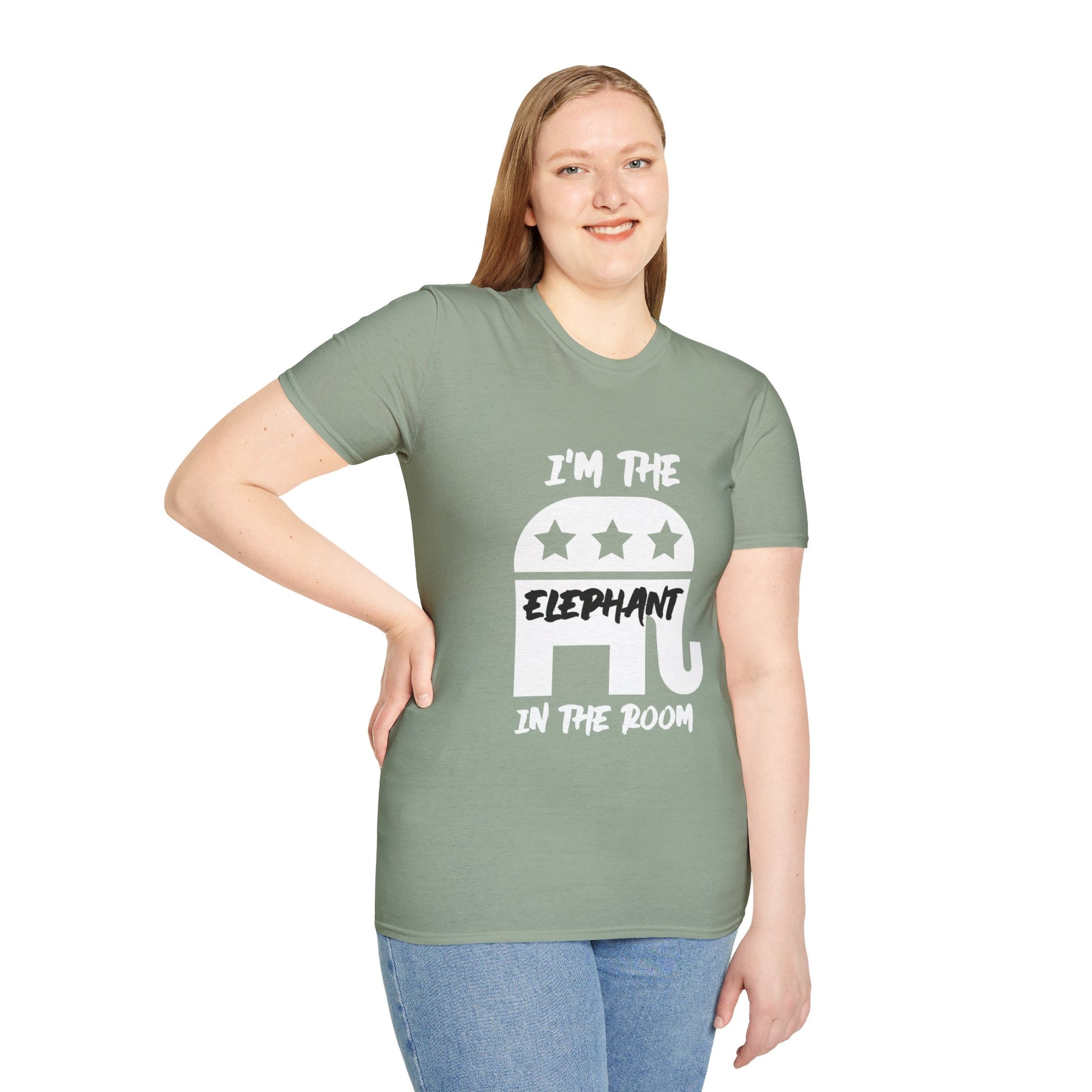 Elephant Women's Relaxed/Plus Tshirt (White/Black Logo) - Sweet Baby Jeez Teez