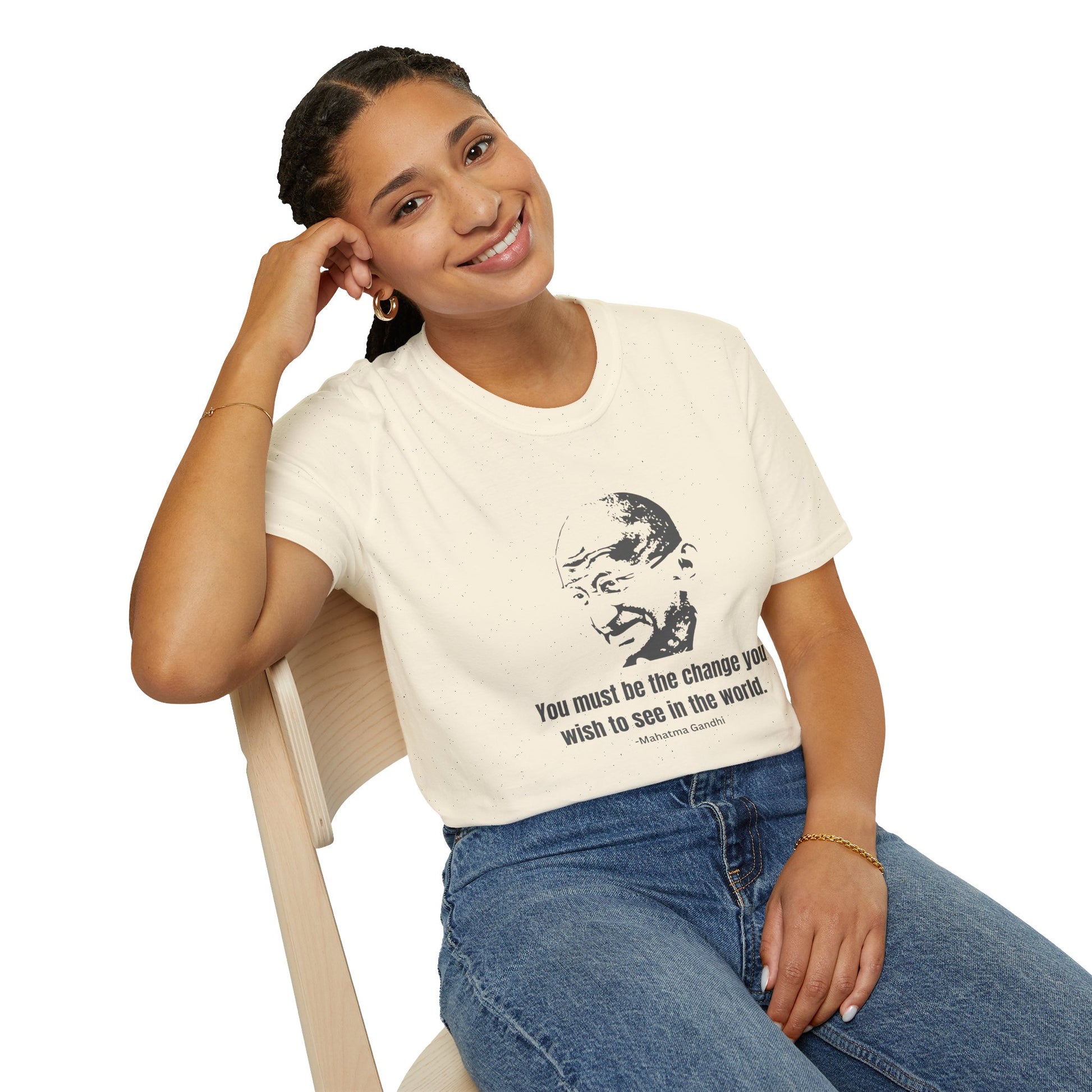 Be the Change Women's Relaxed/Plus Tshirt (IW Gray Logo) - Sweet Baby Jeez Teez