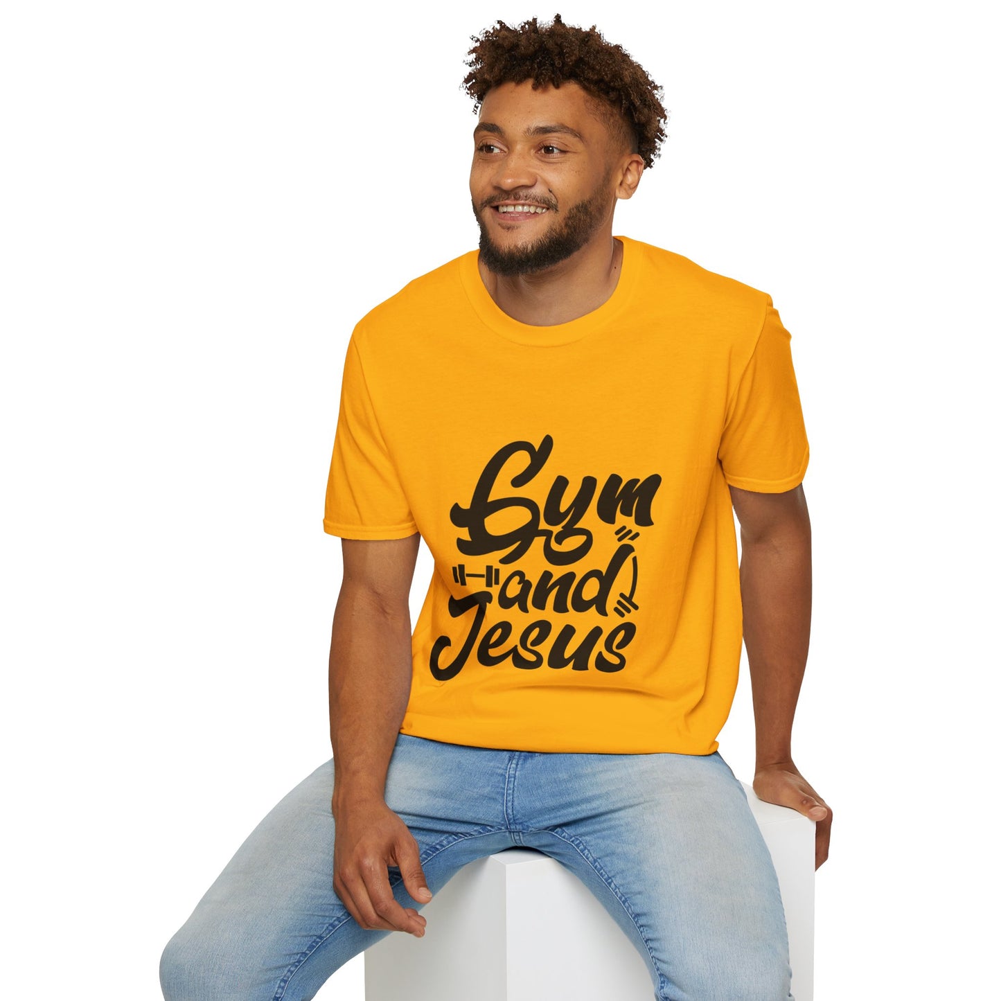 Gym and Jesus Men's Tshirt (Black Logo) - Sweet Baby Jeez Teez
